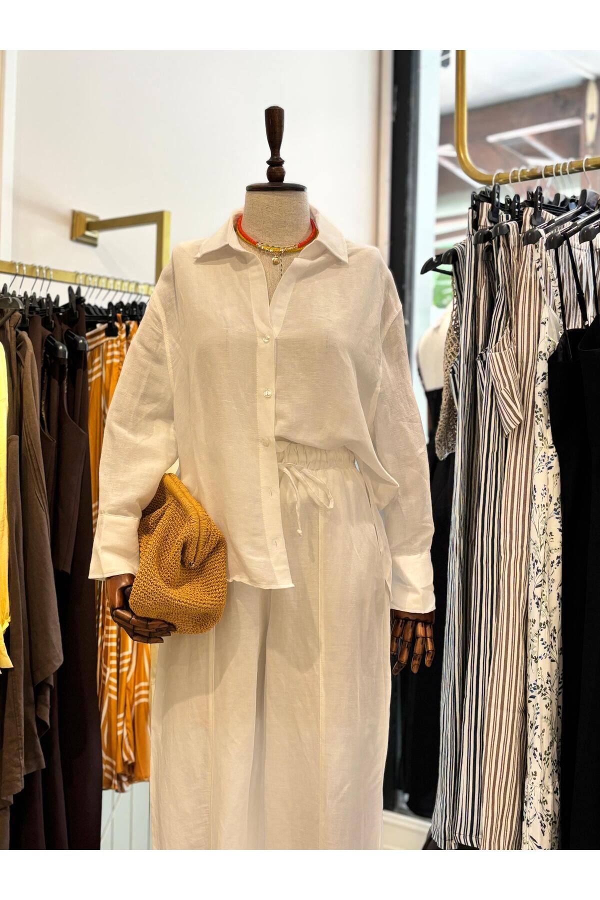 The Zest Boutique Beyaz Keten Takım