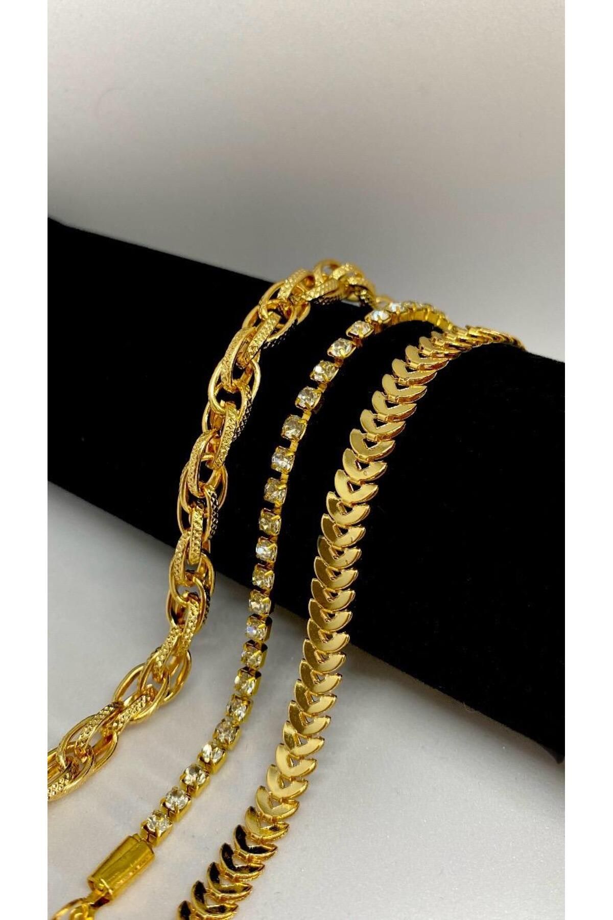 Axuu Collection 3 Parçalı Kadın Bileklik Kombini Arrow Bileklik Su Yolu Bileklik Balıksırtı Bileklik Seti