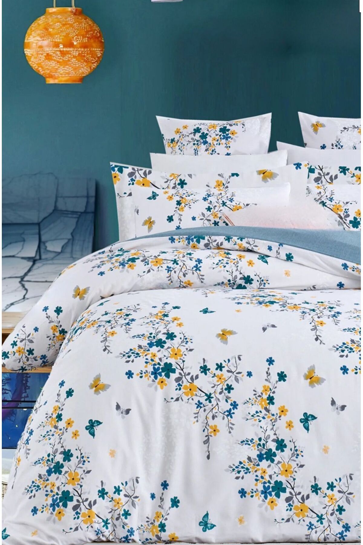 Sheri Home Tekstil Bahar Mavi Çift Kişilik Nevresim (YORGAN KILIFI)yenitr8887366365577leoparGRİ