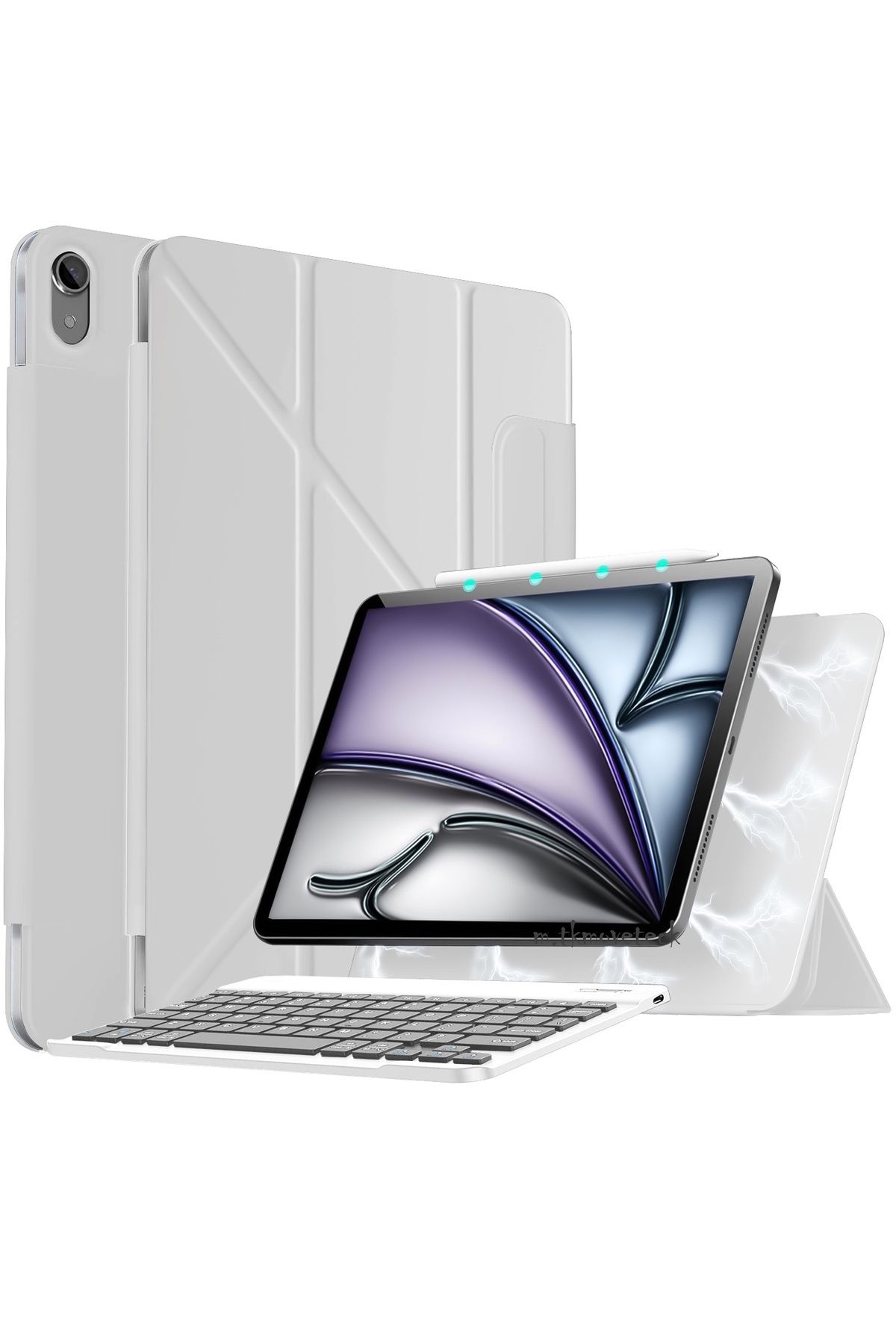 m.tk moveteck İpad Air 13 M2 M3 2024 2025 Uyumlu Magic Klavyeli Slim Kılıf Mıknatıslı Kilit Tutuculu Akıllı Kapak