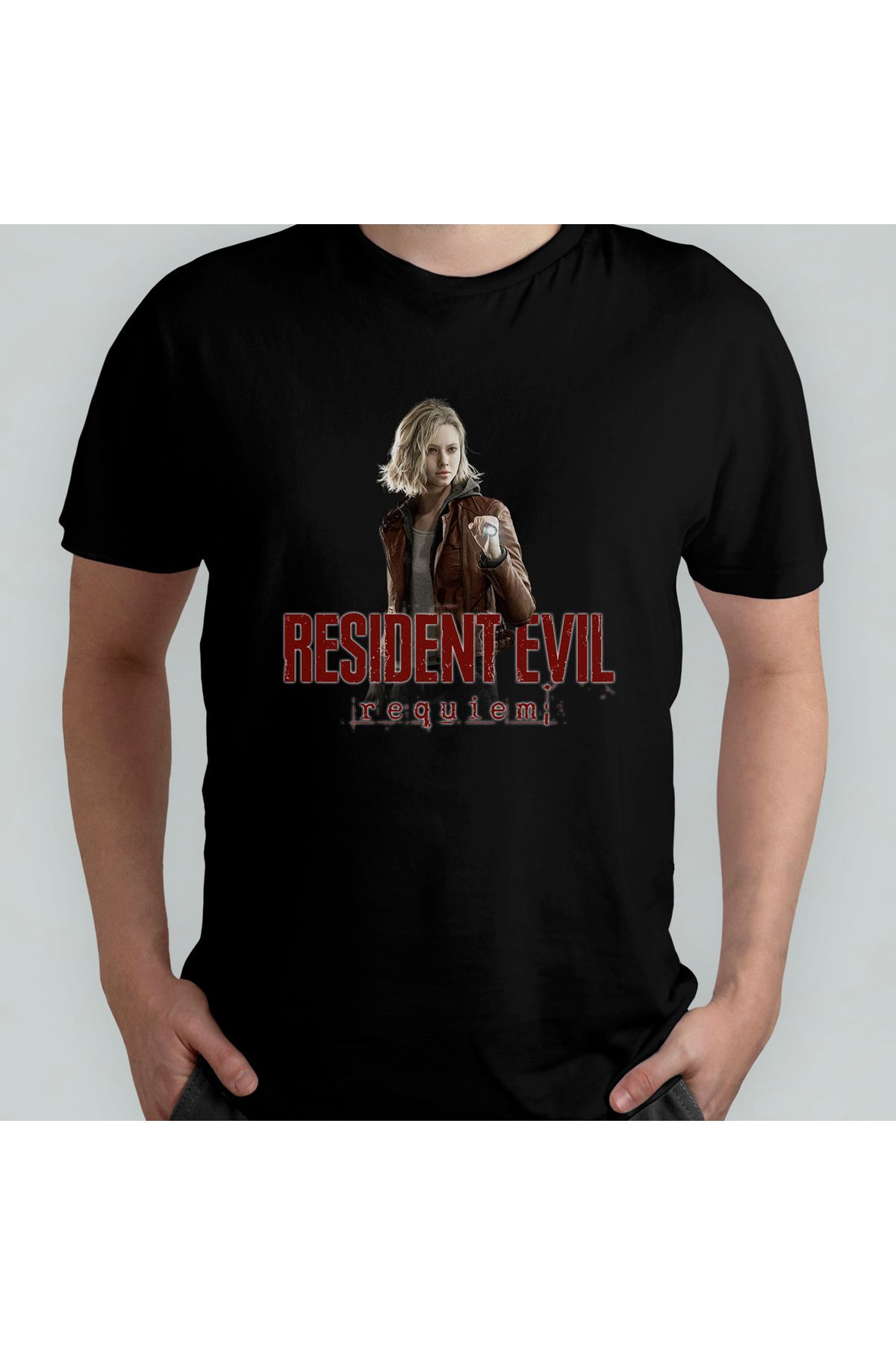 Pixxa Resident Evil 9 Requiem %100 Pamuklu Bisiklet Yaka T-Shirt Model 2