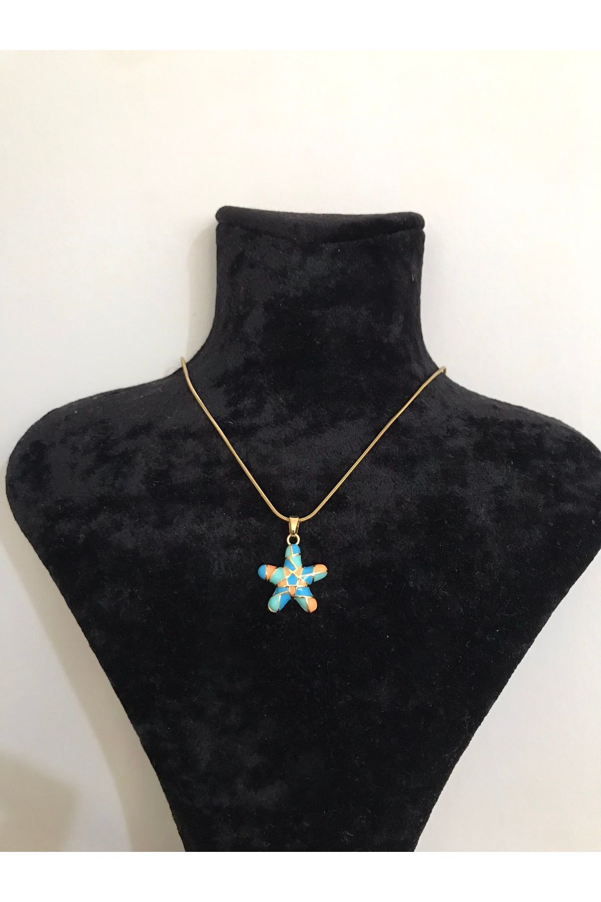 shop YILDIZ MODEL PASTEL RENKLİ PARLAK ÇELİK KOLYE