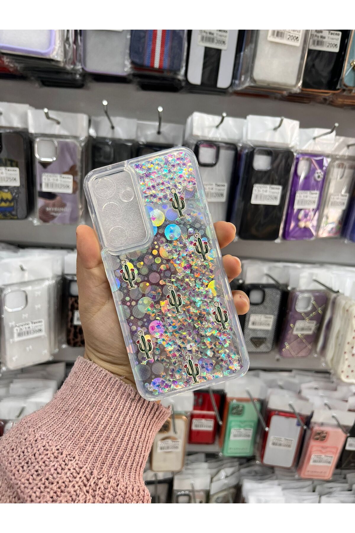TECNOTREND Galaxy A35 Sulu parıltılı Hologramlı şeffaf silikon kılıf