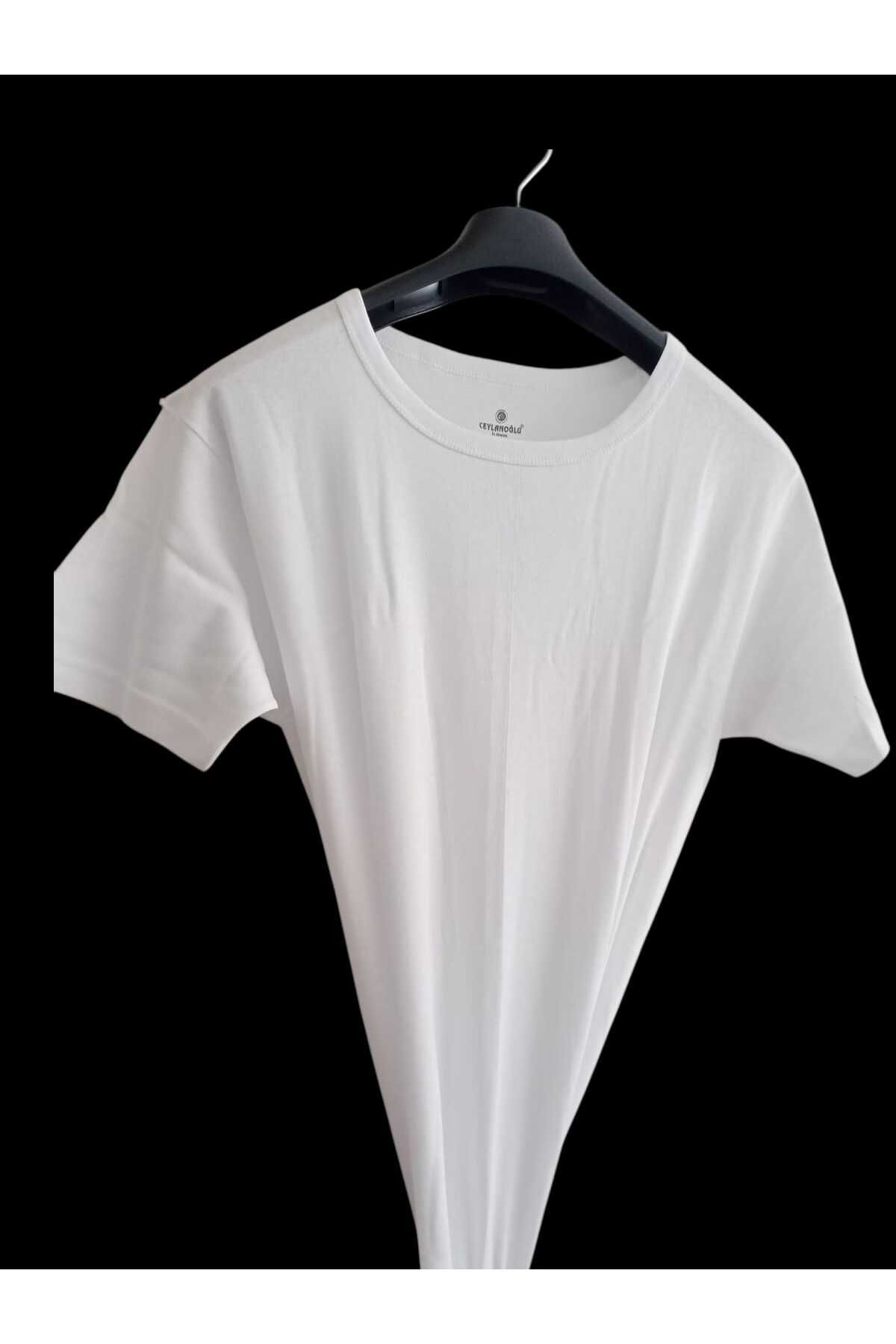 balkonda Tişört sıfır yaka pamuklu cotton beyaz slim fit ekstra esnek unisex STC2-1