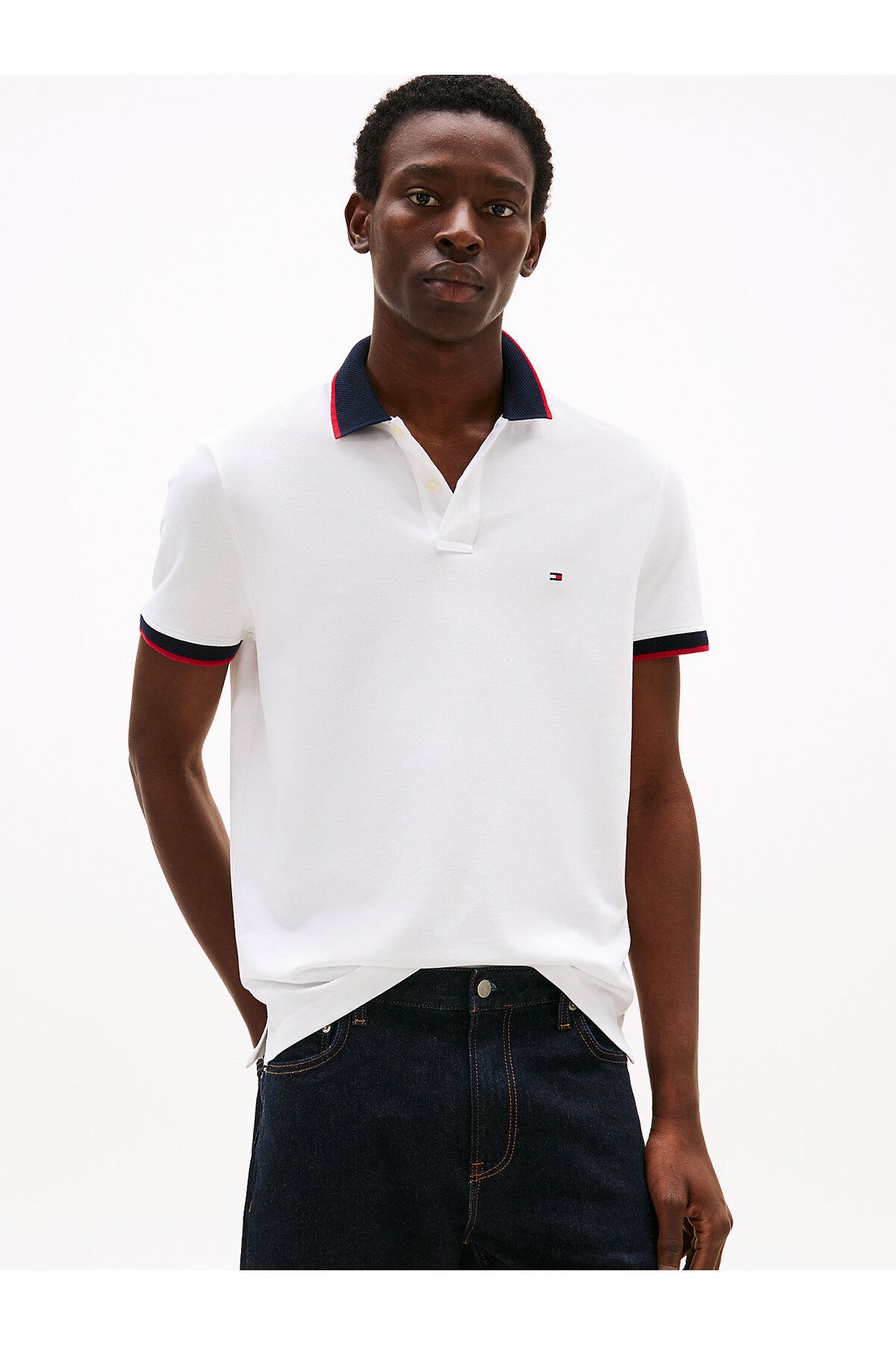 Tommy Hilfiger Contrast Knit Collar Polo Shirt