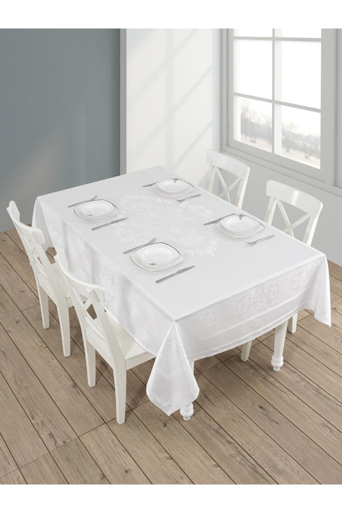 Karna Home Pano Jakarlı Caramel Büyük Oval Masa Örtüsü