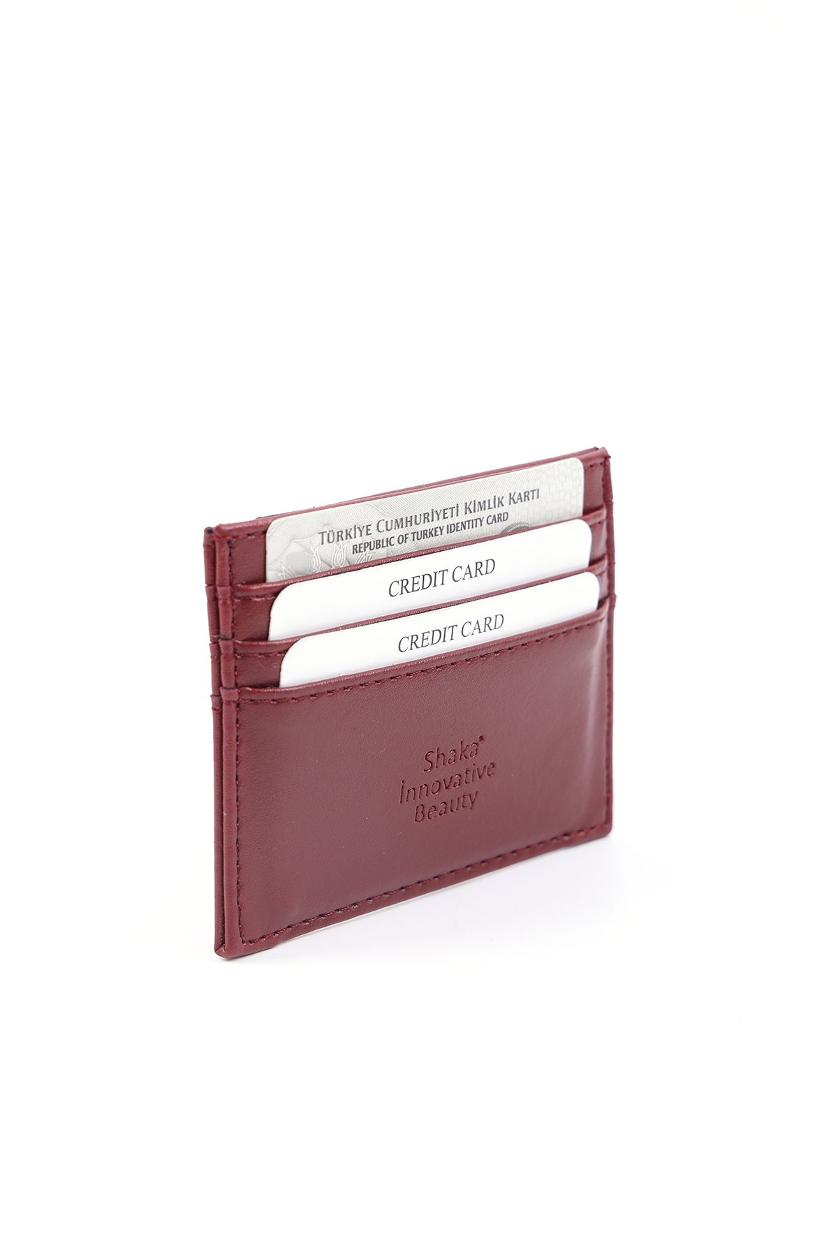SHAKA Bordo SHK68 Unisex Suni Deri Süper İnce Model Kağıt Para Bölmeli Kredi Kartı Ve Kartvizitlik Kartlık görsel 2
