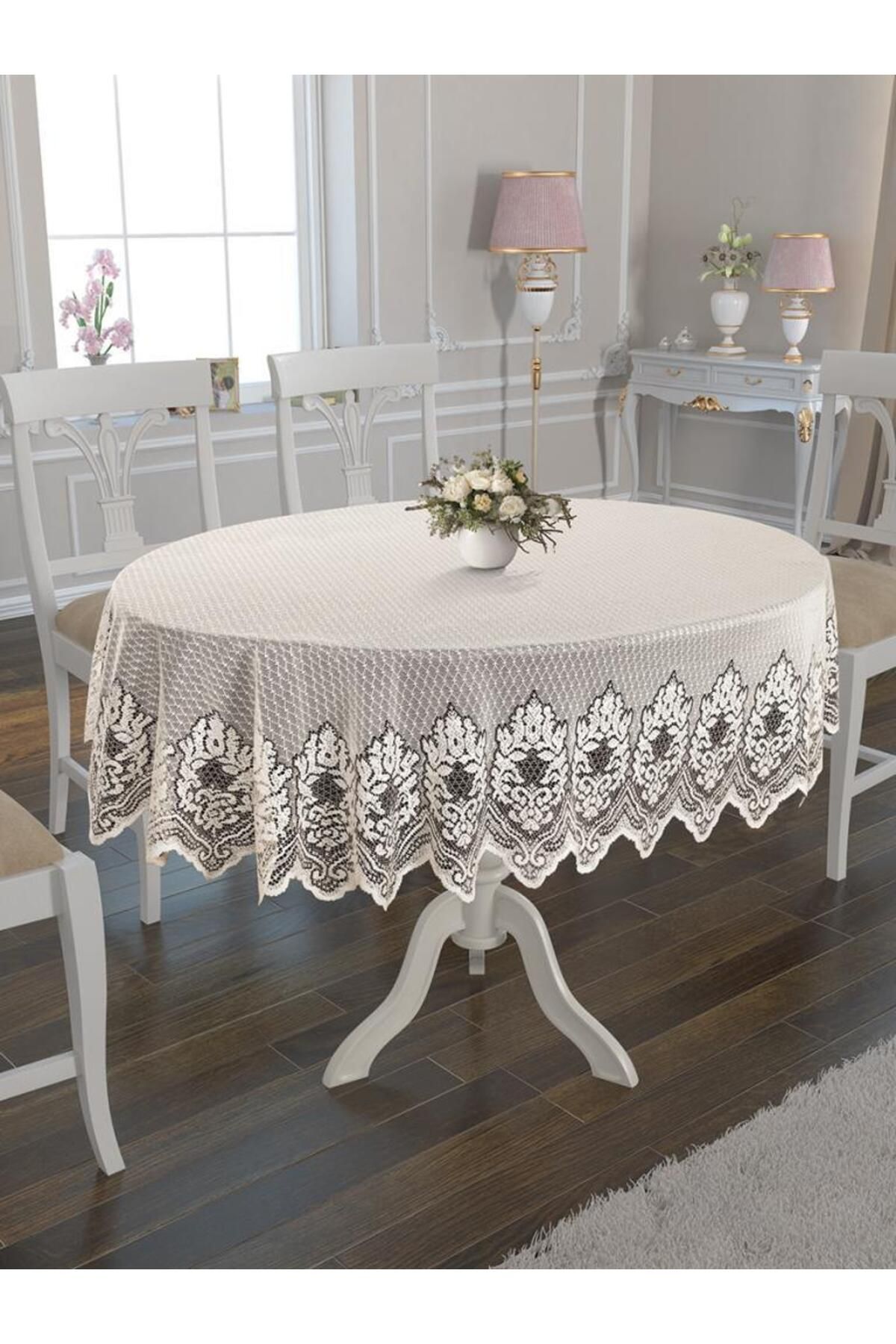 Karna Home Masa Örtüsü Dantelli Marion Oval
