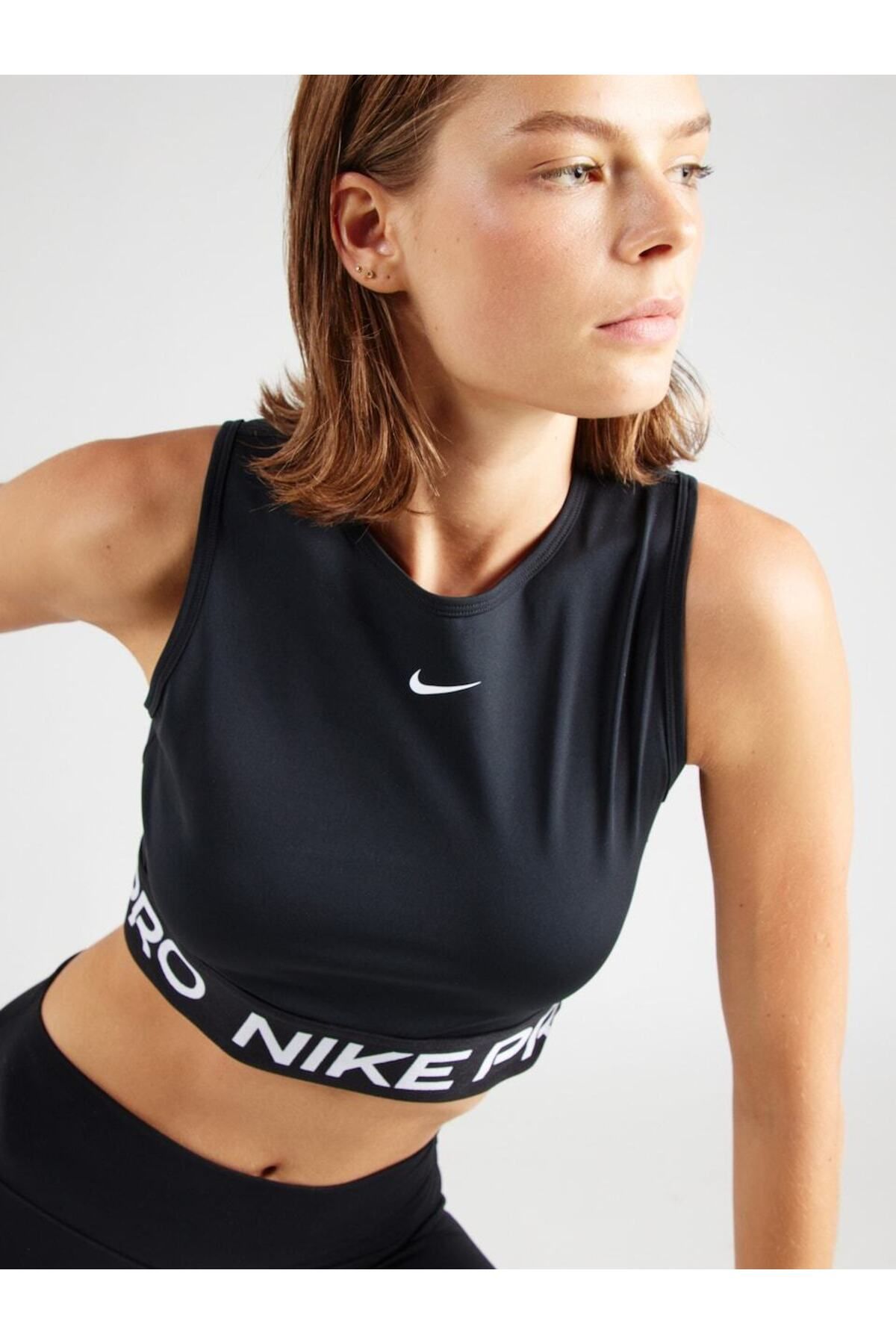Nike Pro Dri-Fit Crop Shine Training Siyah Kadın Crop Atlet