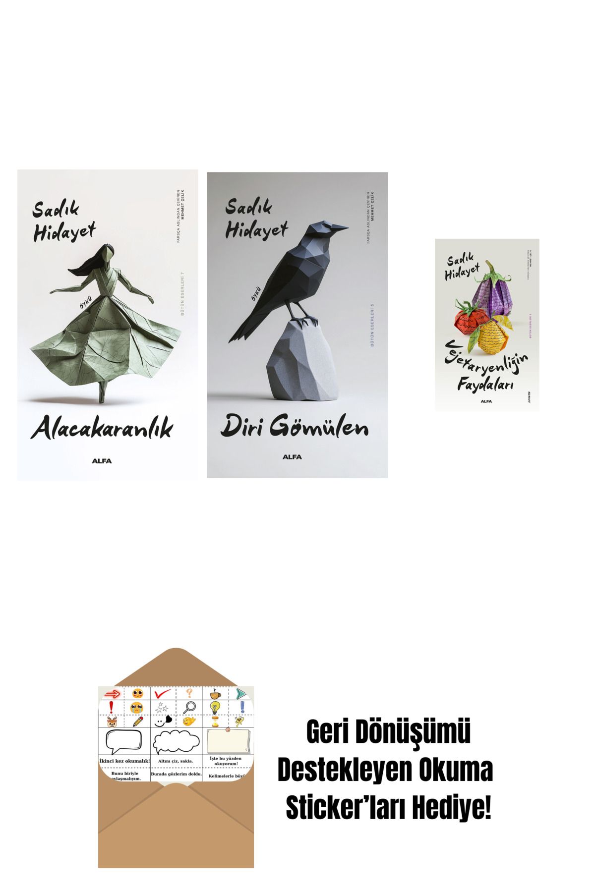 Alfa Yayınları Alacakaranlık + Diri Gömülen + Vejetaryenliğin Faydaları + Okuma Sticker'ları