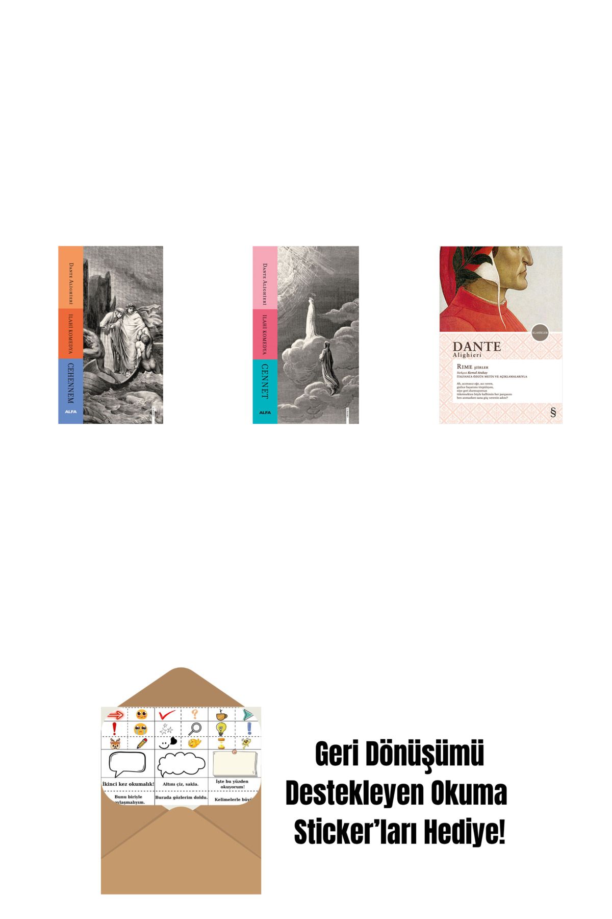 Alfa Yayınları İlahi Komedya - Cehennem + İlahi Komedya - Cennet + Rime Şiirler + Okuma Sticker'ları