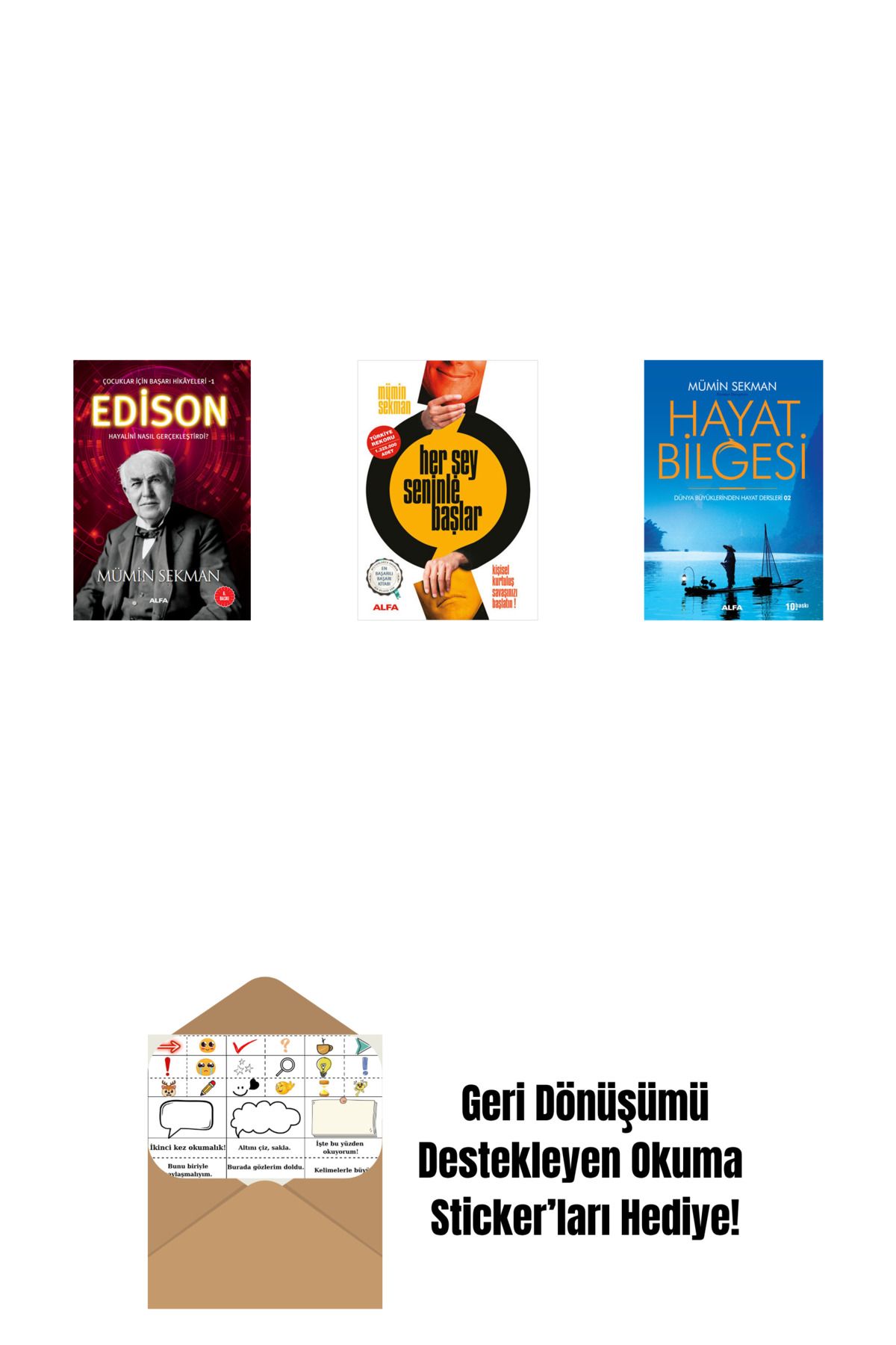 Alfa Yayınları Edison + Her Şey Seninle Başlar + Hayat Bilgesi 2 + Okuma Sticker'ları