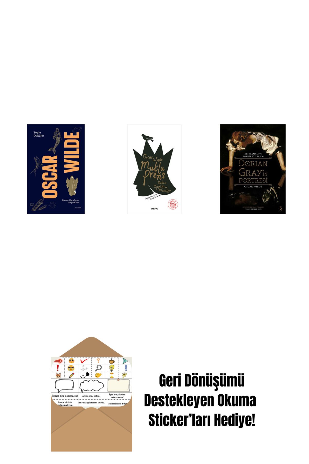 Alfa Yayınları Oscar Wilde - Toplu Öyküler + Mutlu Prens + Dorian Gray'in Portresi (Ciltli) + Okuma Sticker'ları