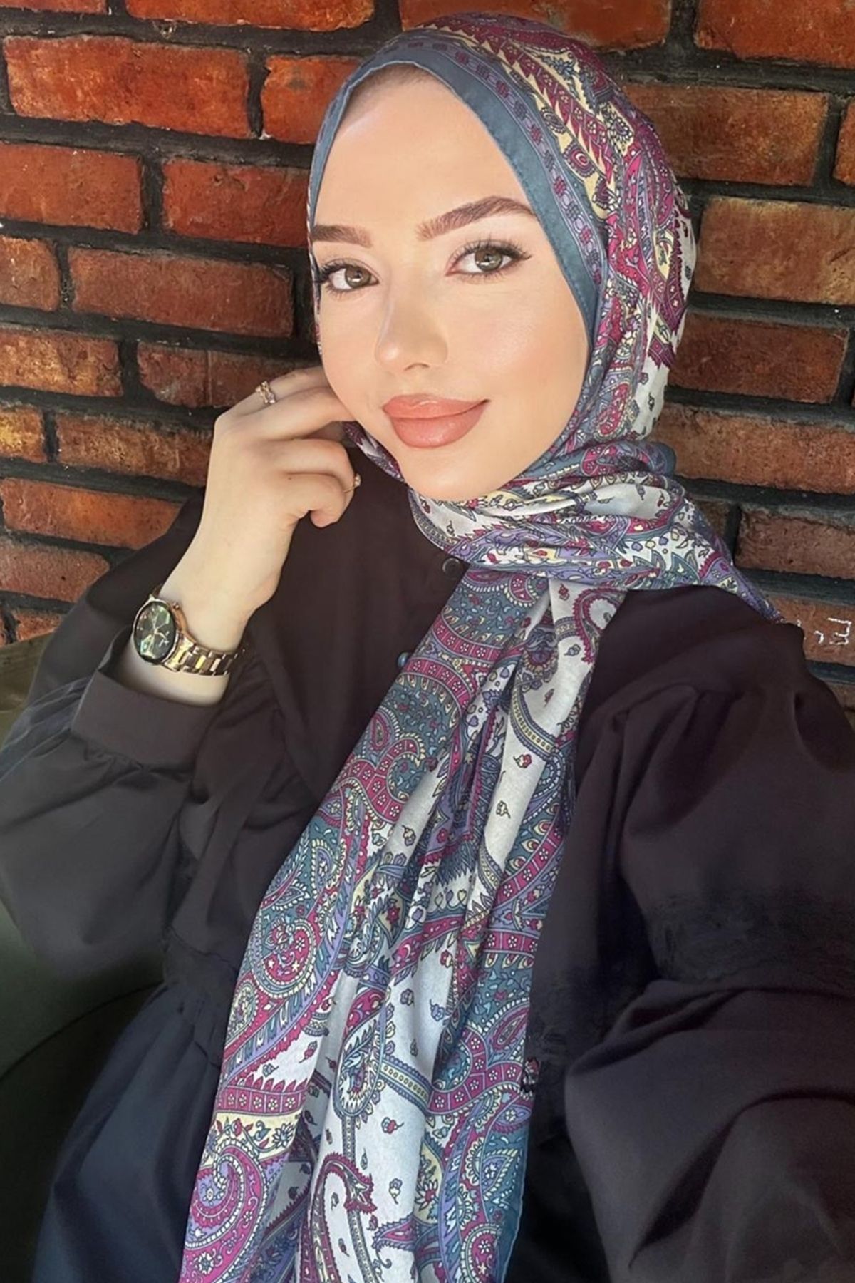 Modaselvim Etnik Desen Soft Şal Serisi 701ART1138 Petrol