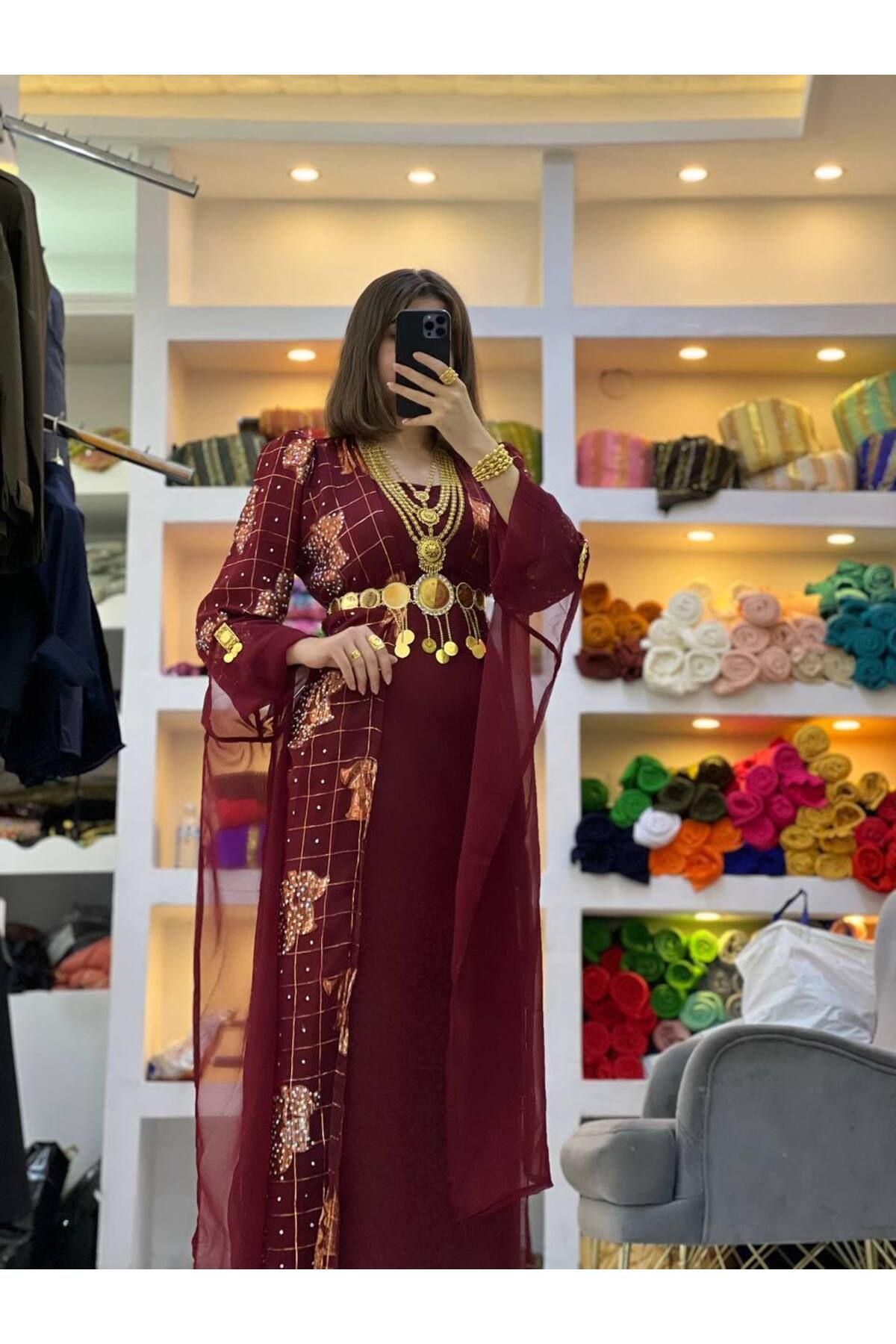 SOLİN YÖRESEL Kadın Yöresel Elbise Düğünlük Kaftan Abiye(Görseldeki Aksesuarlar Dahil Değildir)