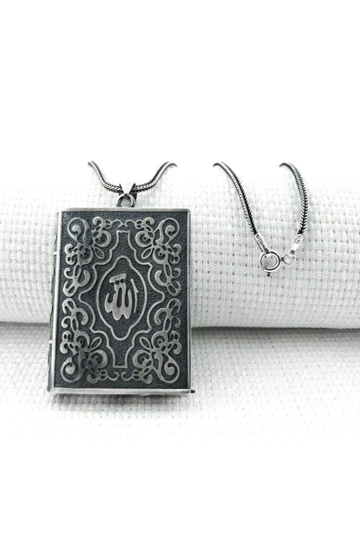 shop Allah Yazılı Cevşeni Kebir Dualı 925 Ayar Gümüş Erkek Kolye
