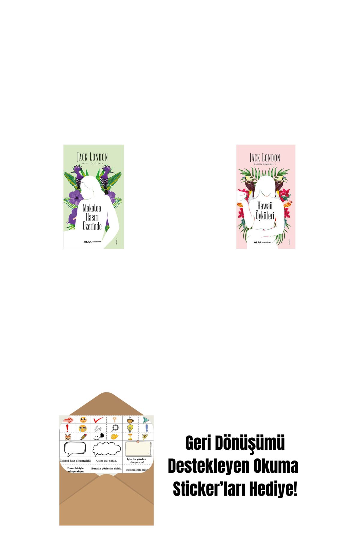 Alfa Yayınları Makaloa Hasırı Üzerinde + Hawaii Öyküleri + Okuma Sticker'ları