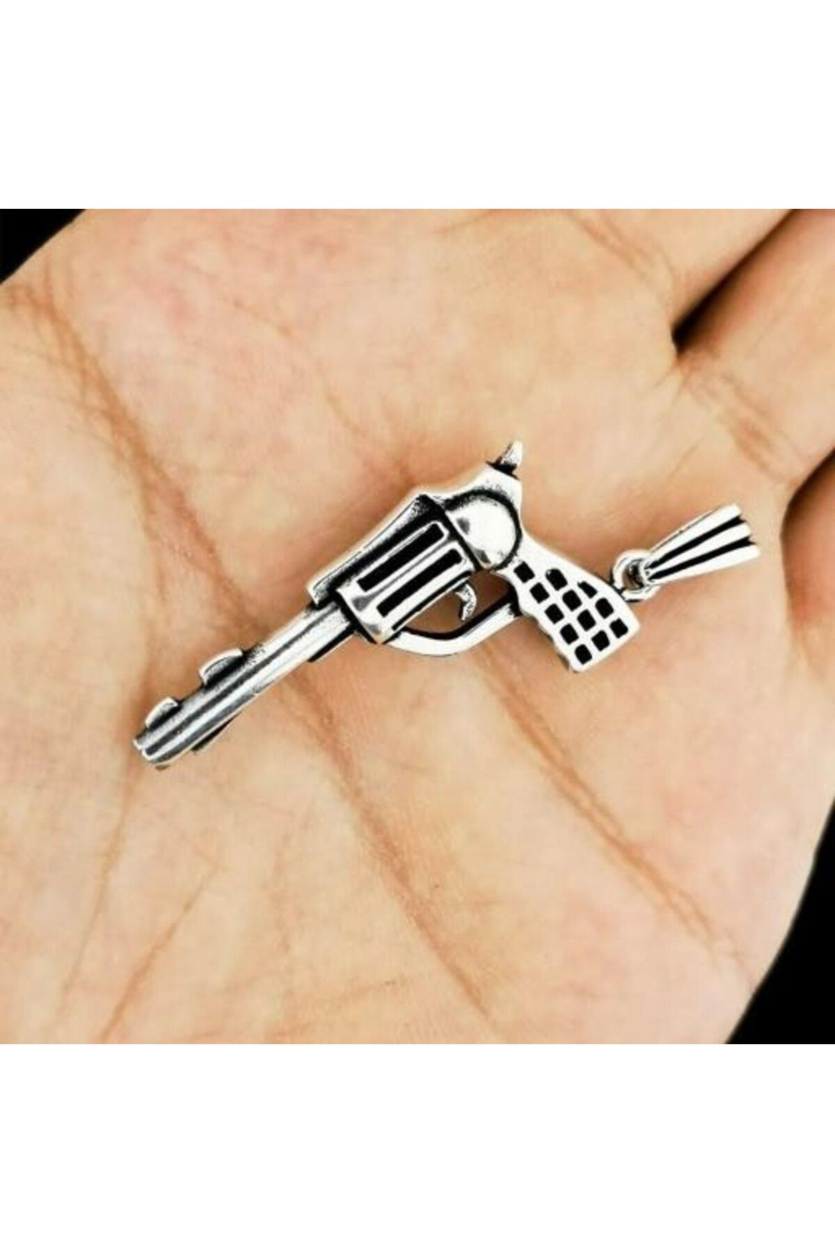 shop Özel Tabanca Tasarımlı 925 Ayar Gümüş Erkek Kolye