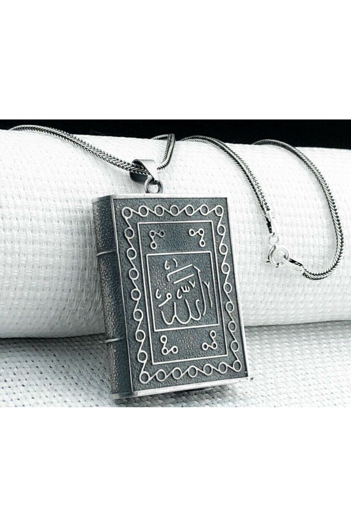 shop Allah Muhammet Yazılı Cevşeni Kebir Dualı 925 Ayar Gümüş Erkek Kolye