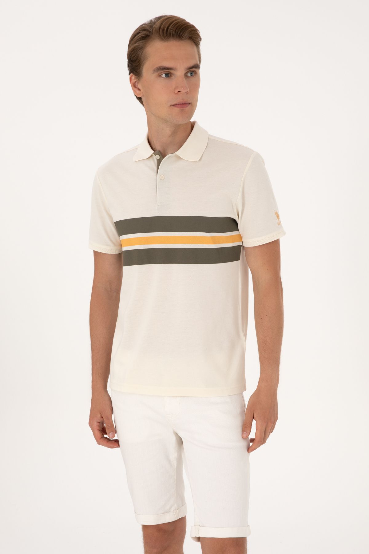 U.S. Polo Assn. Erkek Krem Tişört 50306808-VR071