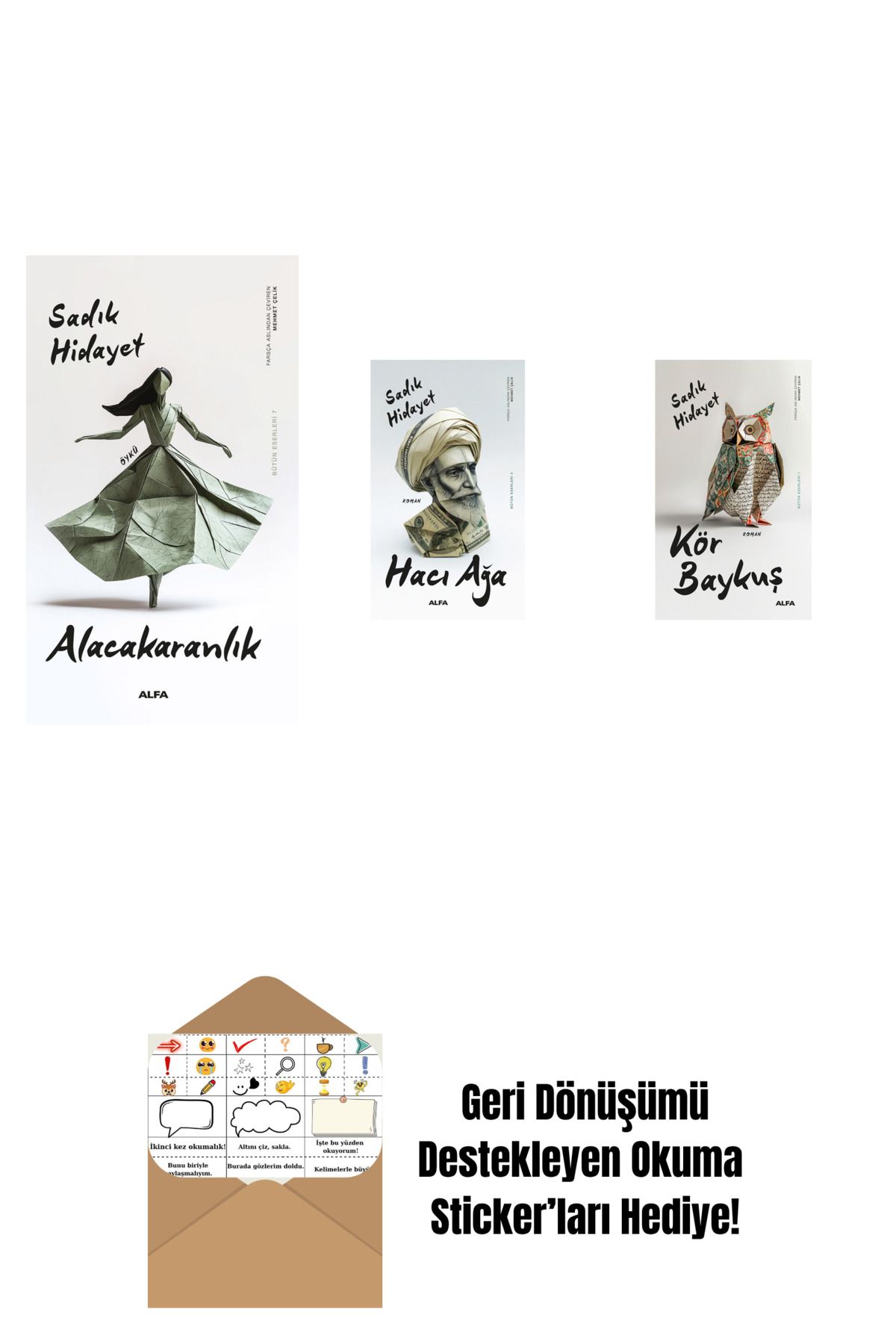 Alfa Yayınları Alacakaranlık + Hacı Ağa + Kör Baykuş + Okuma Sticker'ları