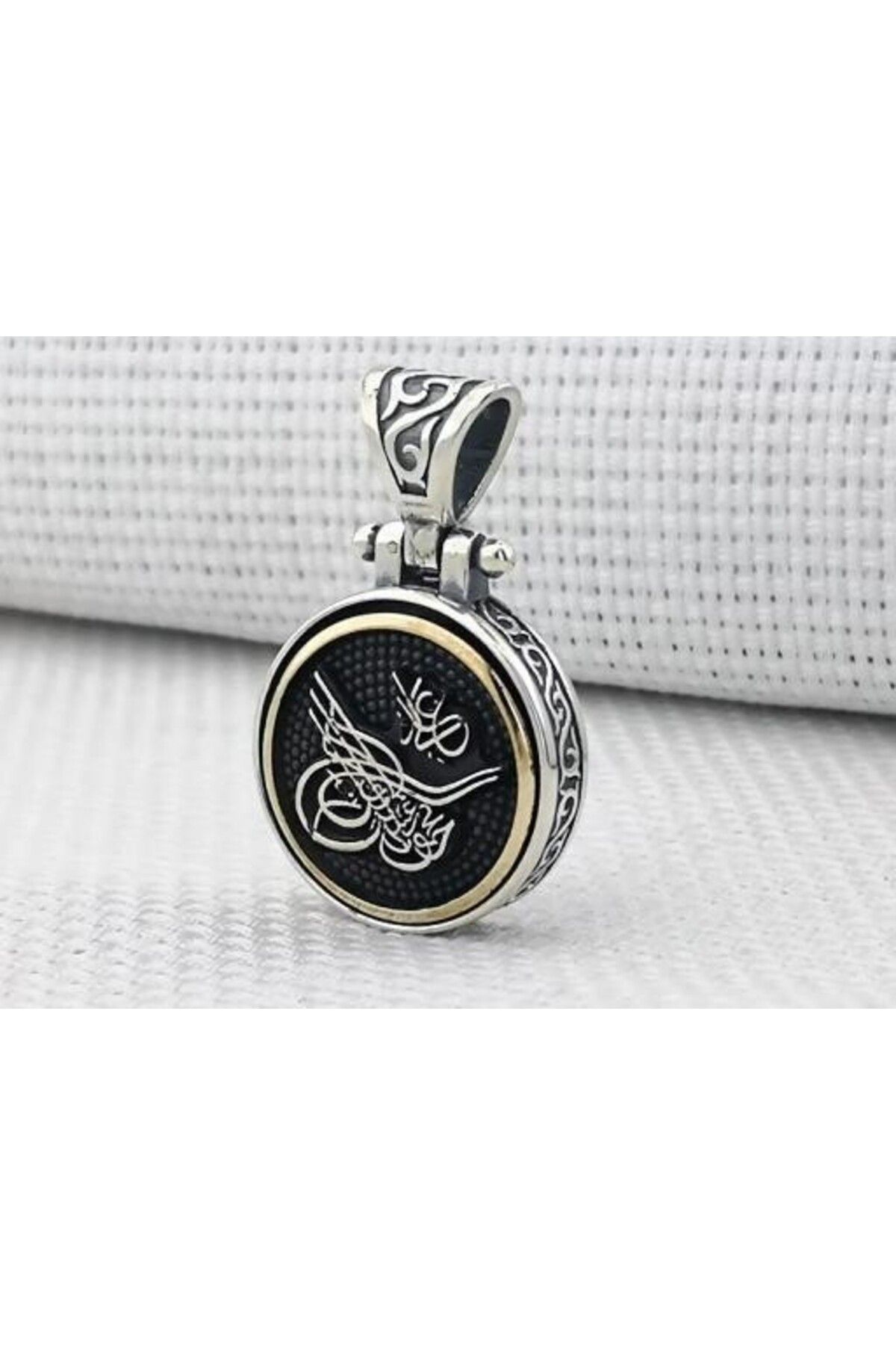 shop Osmanlı Tuğra Desenli Ortası Dönen 925 Ayar Gümüş Erkek Kolye Ucu