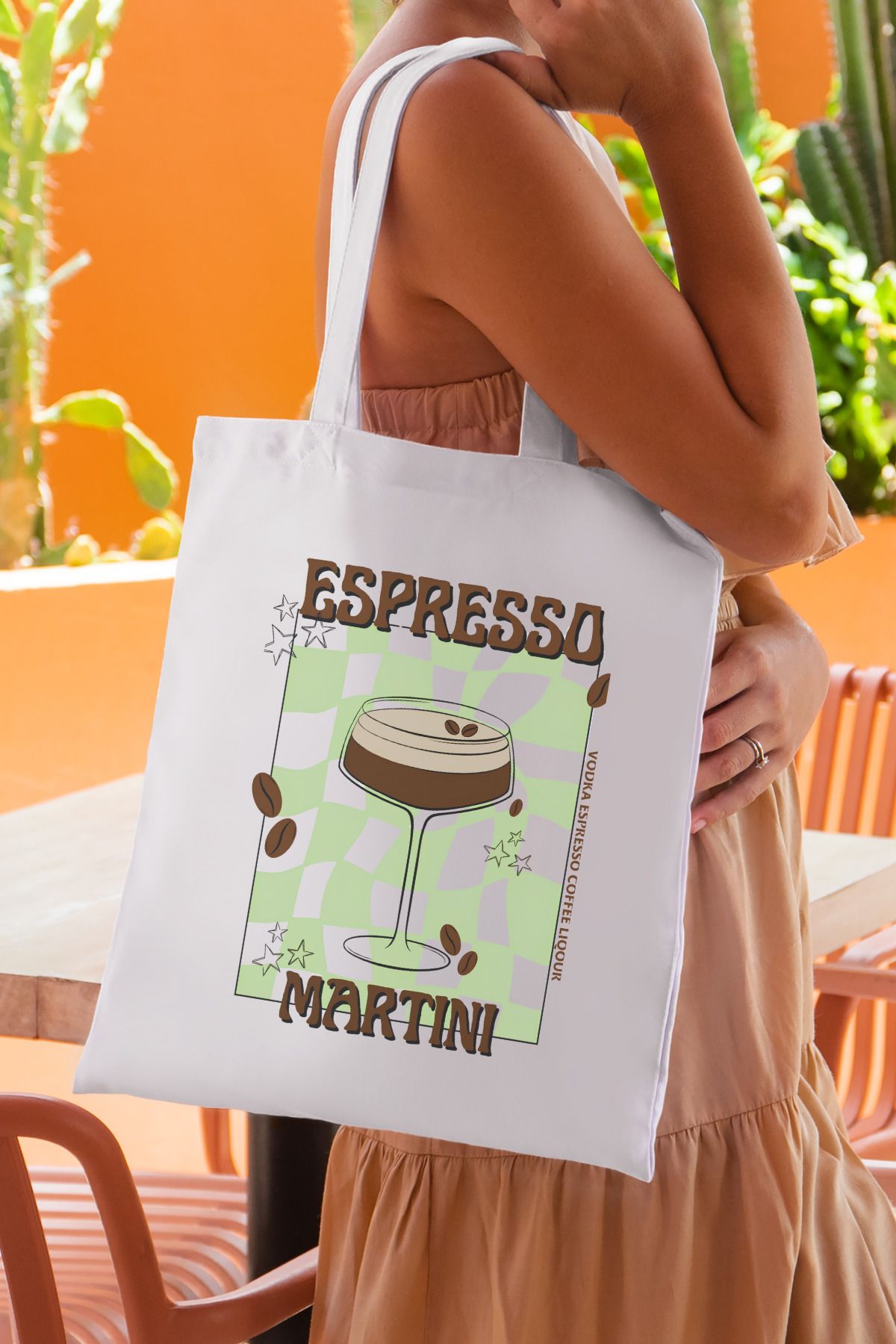 SevindirenŞeyler Espresso Martini Baskılı Bez Çanta Plaj Çantası Tote Bag - Sevindiren Şeyler