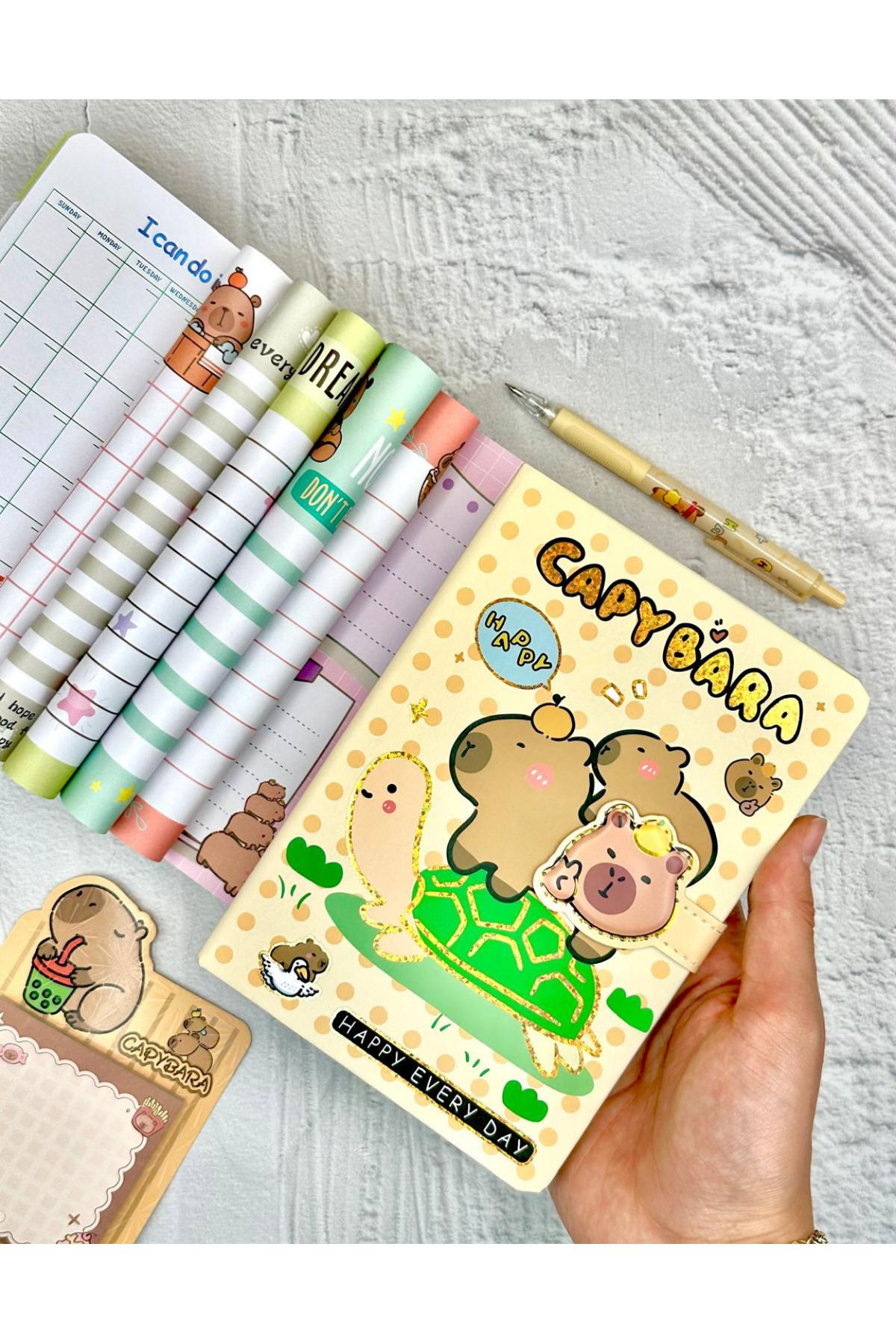 ZeCo Collection Capybara Kaplumbağa Dostlar Mıknatıslı Özel Tasarım Defter
