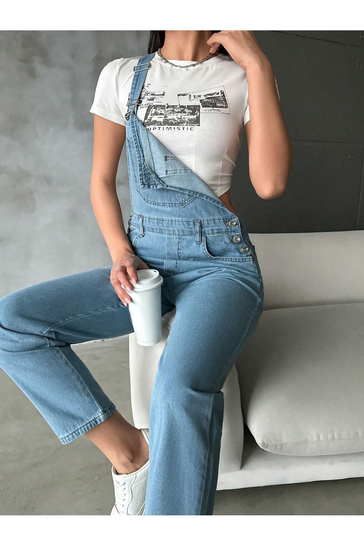 Aşkın fashion denim salopet tulum
