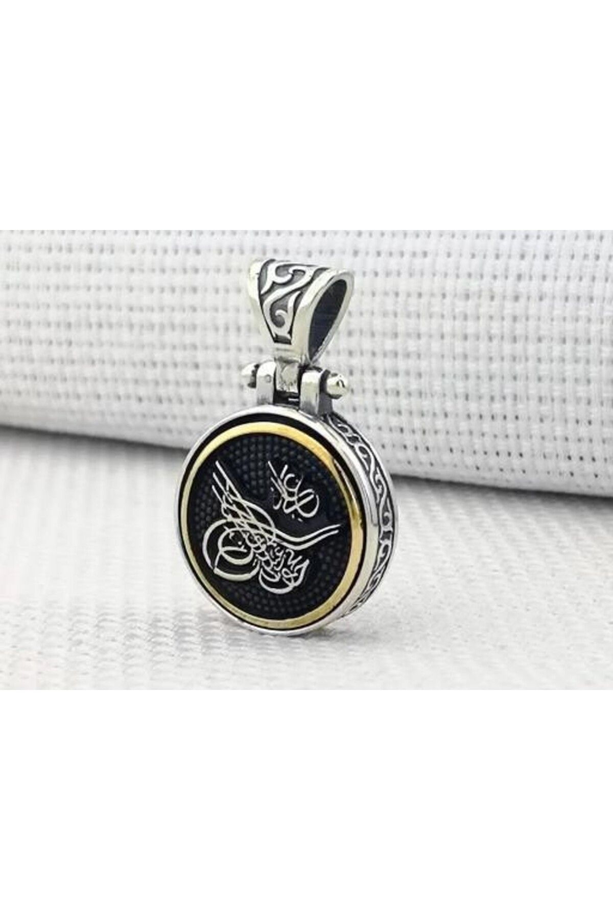 shop Osmanlı Tuğra Desenli Ortası Dönen 925 Ayar Gümüş Erkek Kolye Ucu