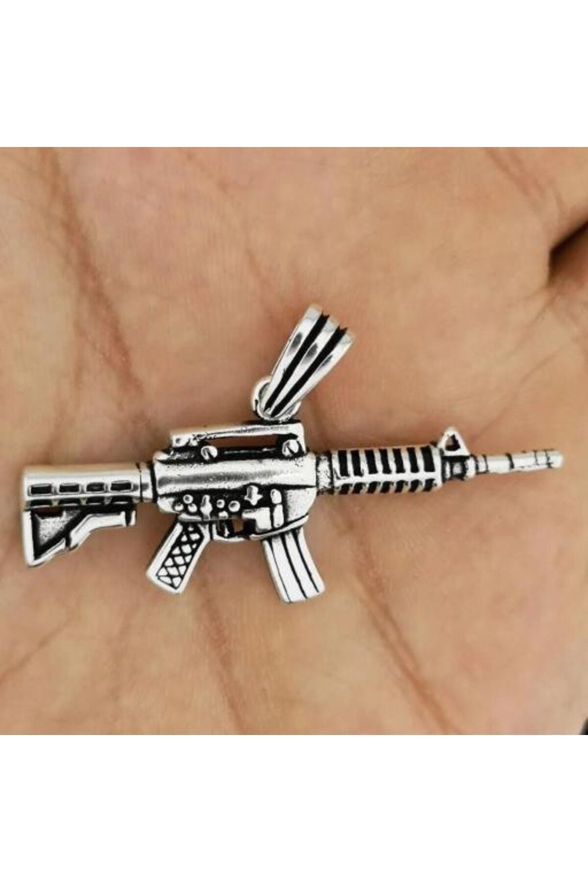 shop Tüfek Tasarımlı 925 Ayar Gümüş Erkek Kolye Ucu