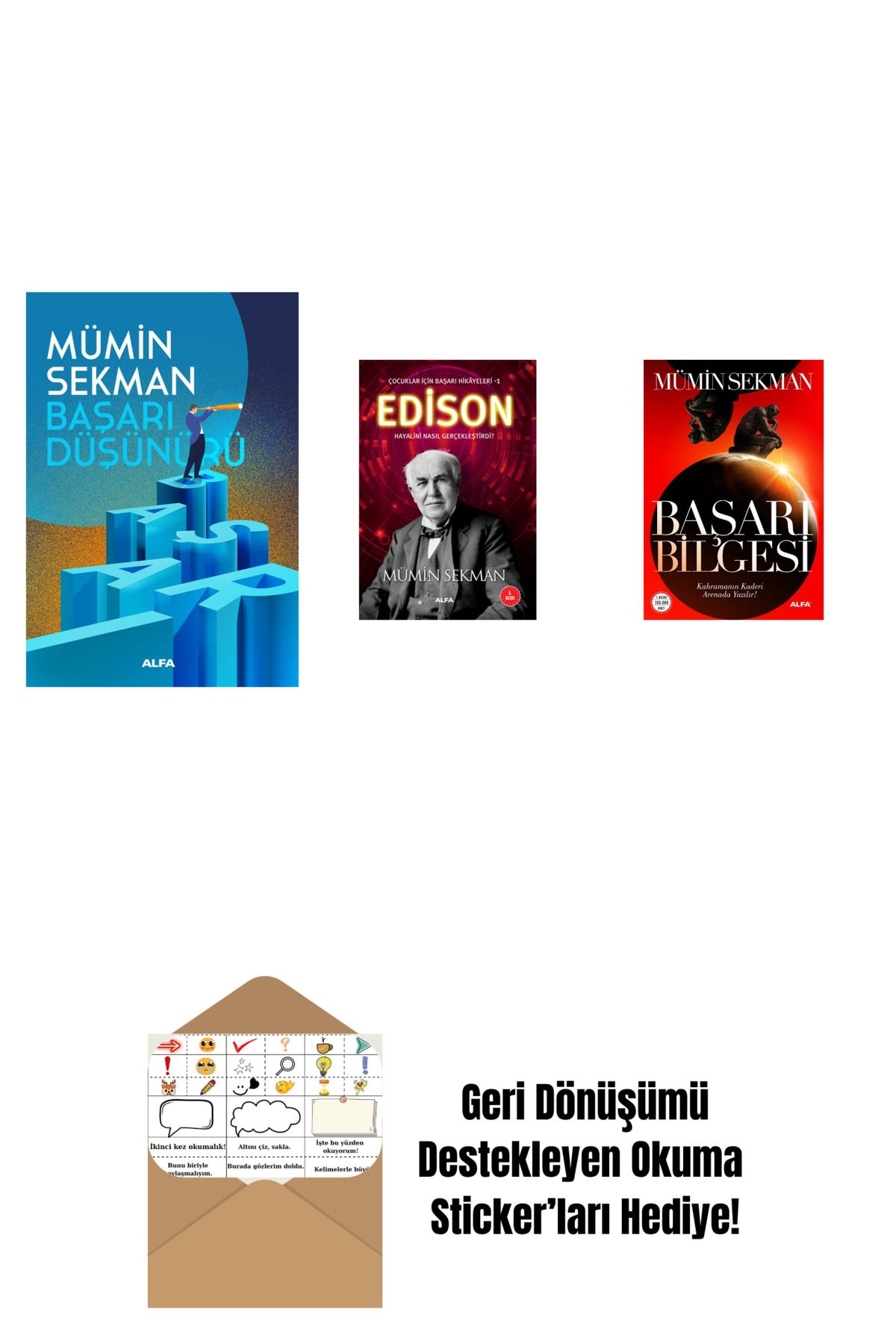 Alfa Yayınları Başarı Düşünürü + Edison + Başarı Bilgesi + Okuma Sticker'ları