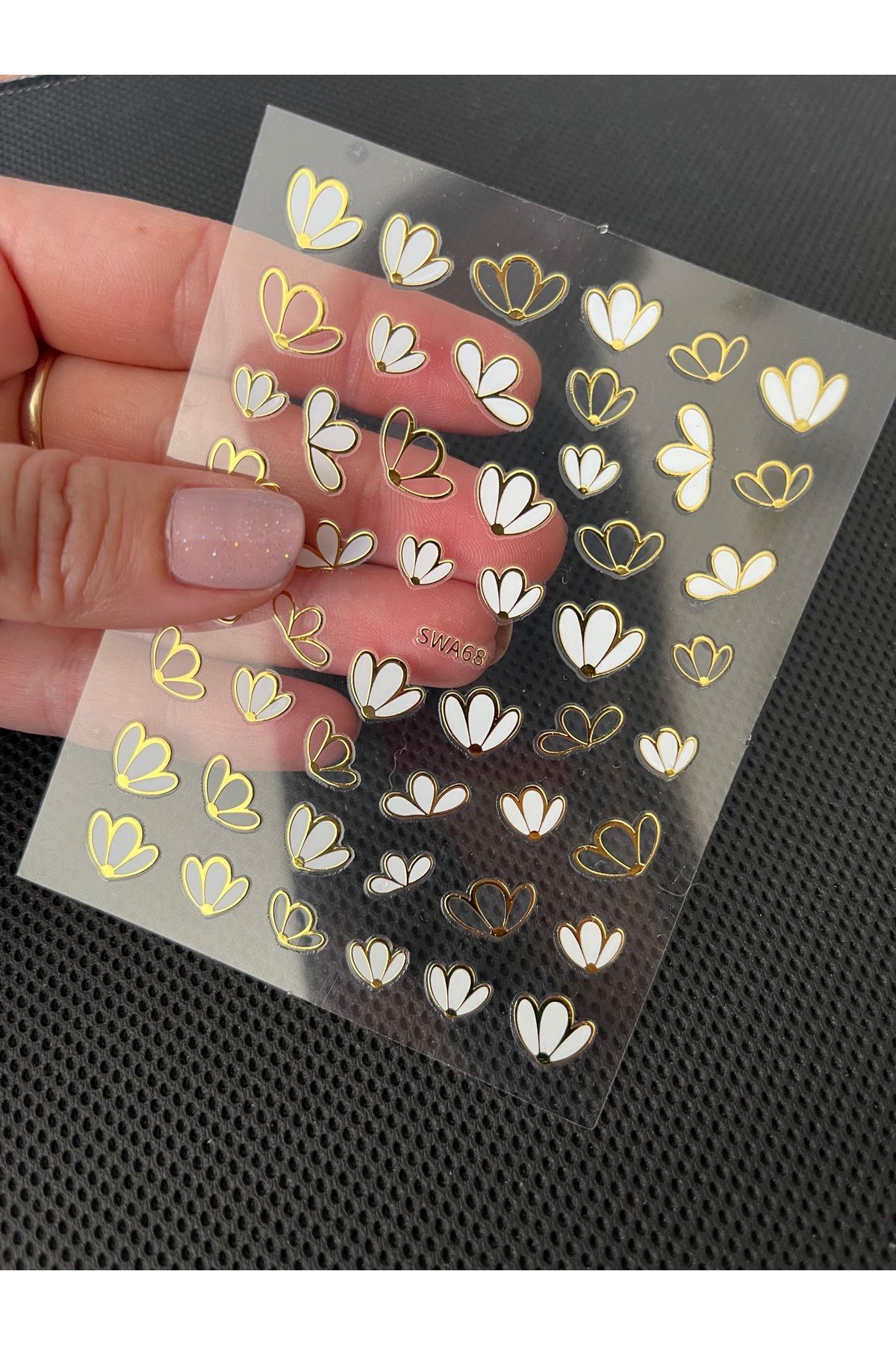 zeinapp Kendinden Yapışkanlı 3D Altın Varaklı Yaprak Figürlü Simli Tırnak Sticker Nail Sticker