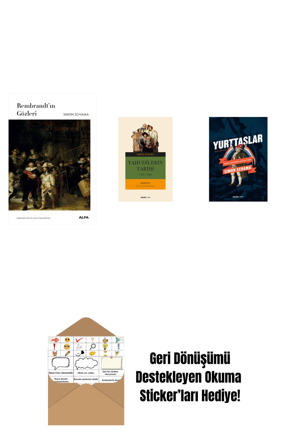 Alfa Yayınları Rembrandt’ın Gözleri (Ciltli) + Yahudilerin Tarihi - 2 + Yurttaşlar + Okuma Sticker'ları