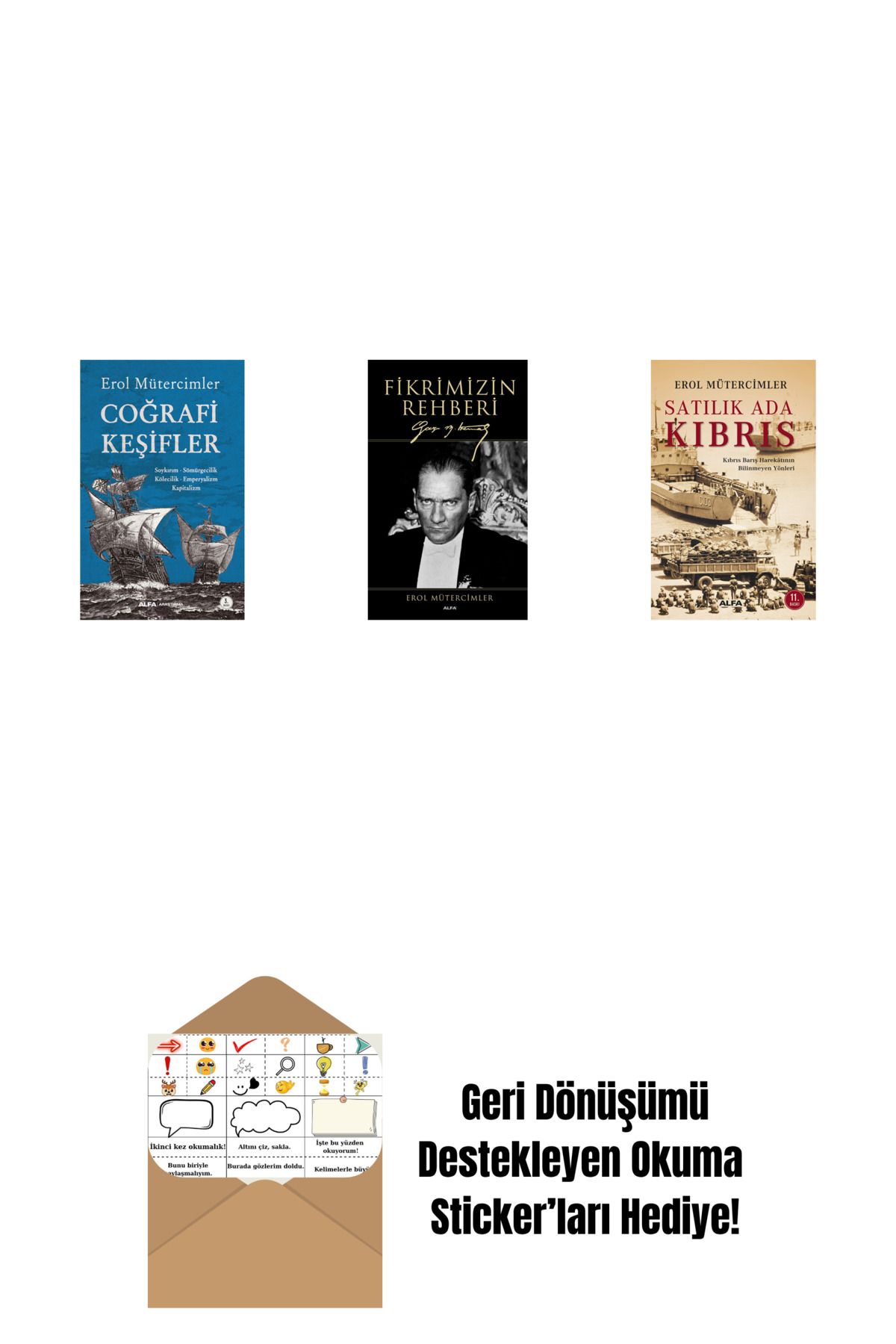 Alfa Yayınları Coğrafi Keşifler + Fikrimizin Rehberi (Ciltli) + Satılık Ada Kıbrıs + Okuma Sticker'ları