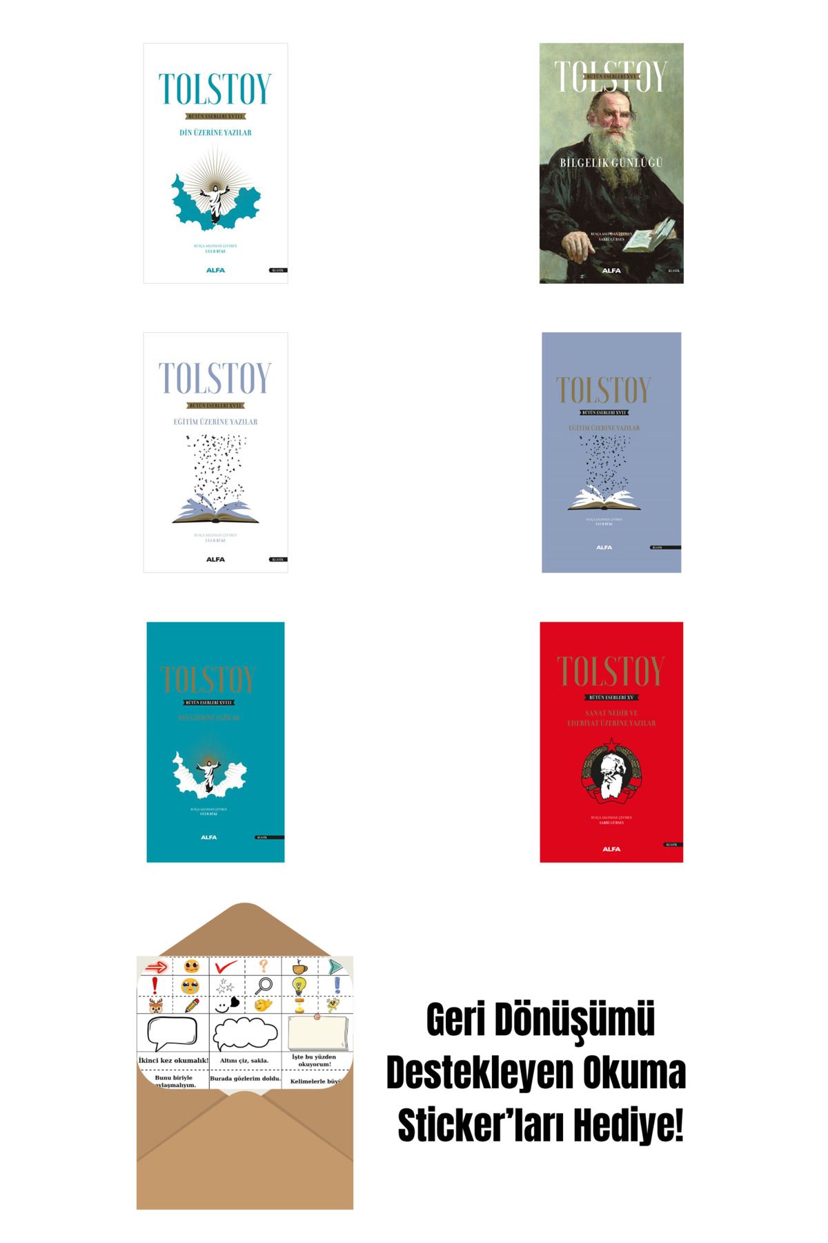 Alfa Yayınları Lev Nikolayeviç Tolstoy 6 Kitap Set + Okuma Sticker'ları