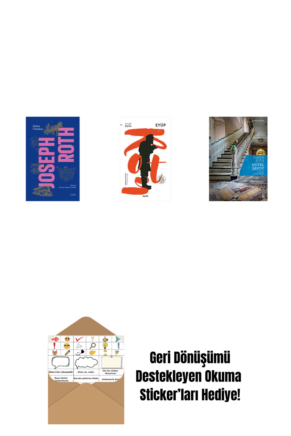 Alfa Yayınları Bütün Öyküleri - Joseph Roth (Ciltli) + Eyüp + Hotel Savoy + Okuma Sticker'ları