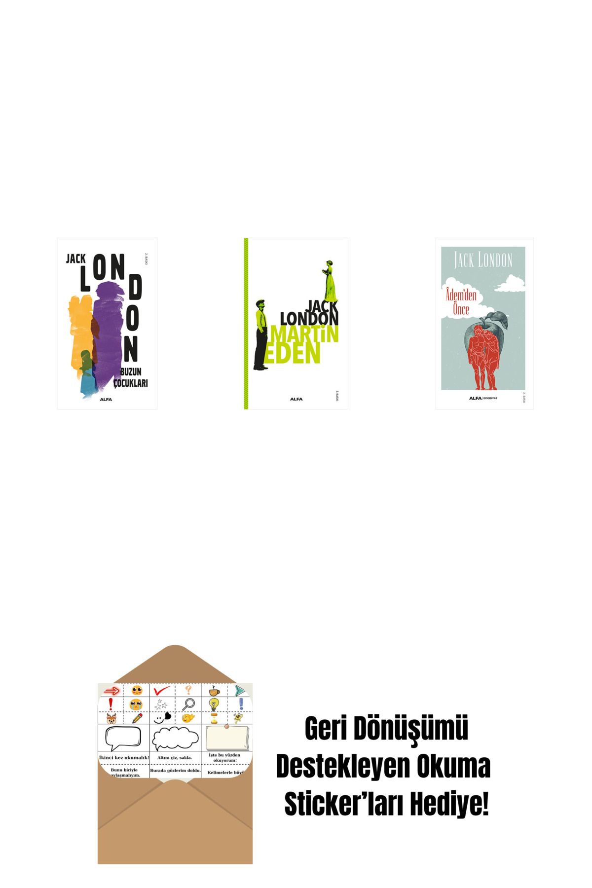 Alfa Yayınları Buzun Çocukları + Martin Eden + Âdem'den Önce + Okuma Sticker'ları