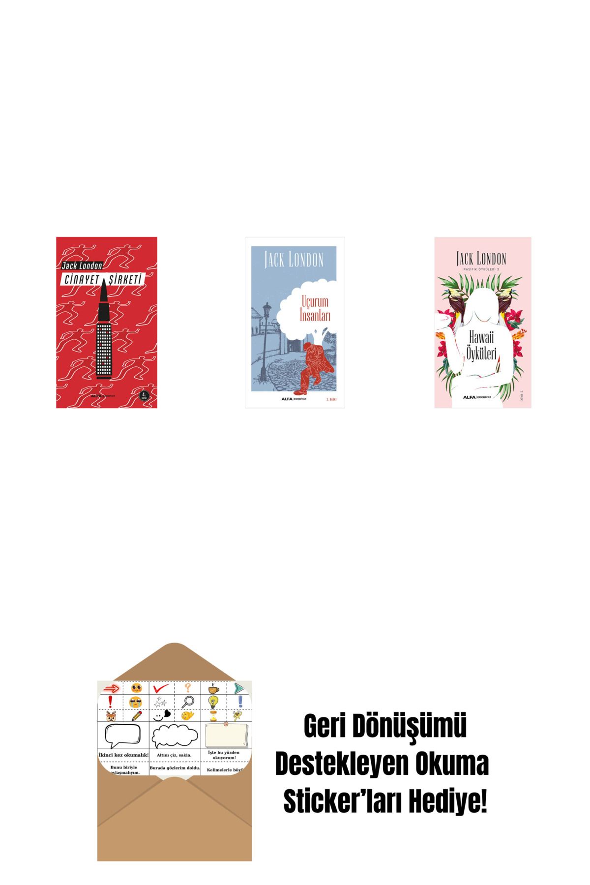 Alfa Yayınları Cinayet Şirketi + Uçurum İnsanları + Hawaii Öyküleri + Okuma Sticker'ları