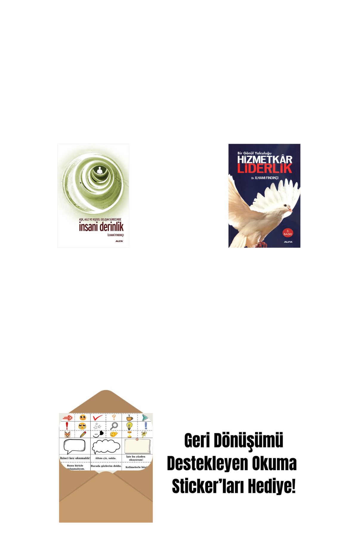 Alfa Yayınları İnsani Derinlik + Hizmetkâr Liderlik + Okuma Sticker'ları