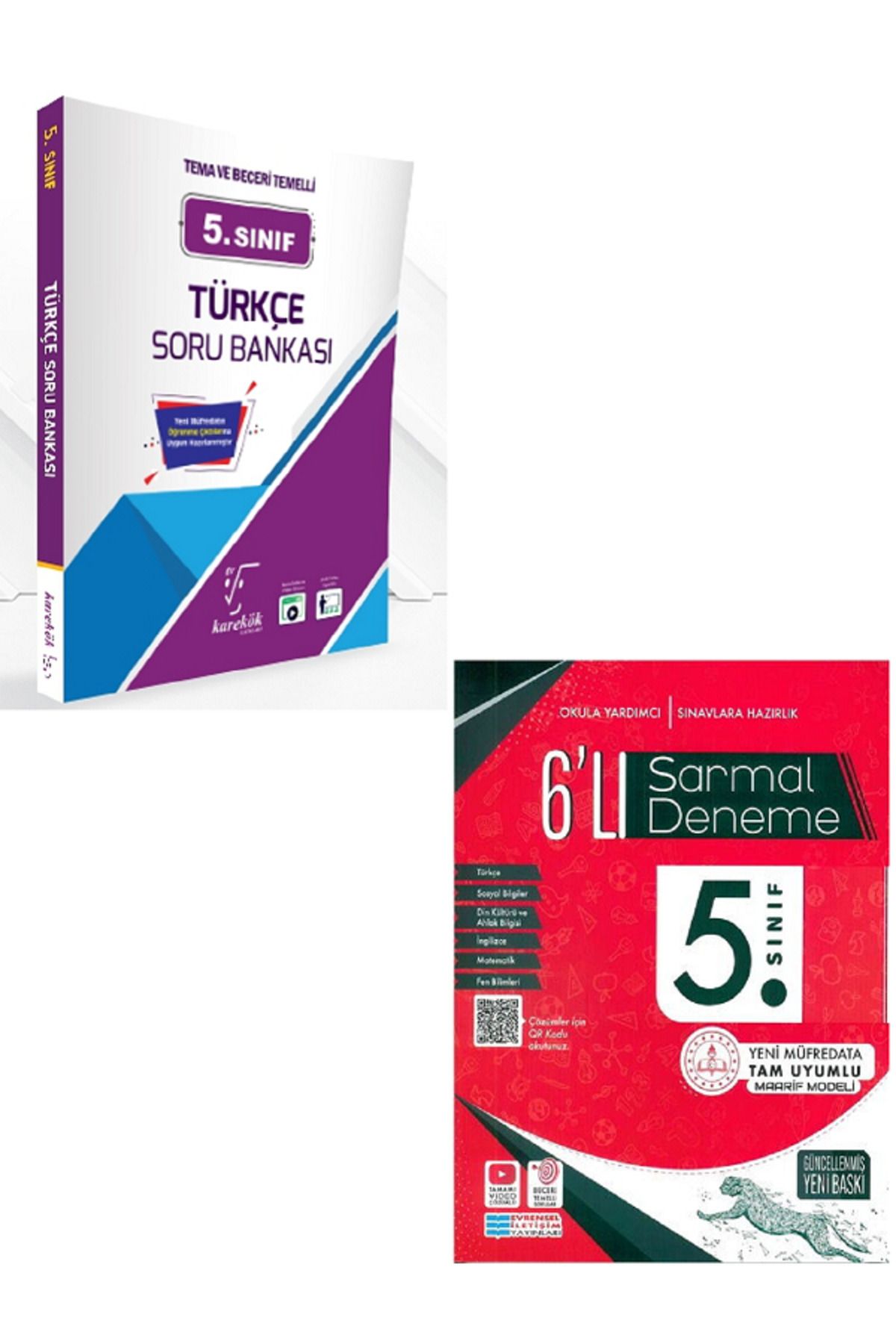 Evrensel İletişim Yayınları 5.Sınıf Karakök Türkçe Soru Bankası + 5.Sınıf Evrensel 6'Lı Sarmal Deneme / 2 KİTAP