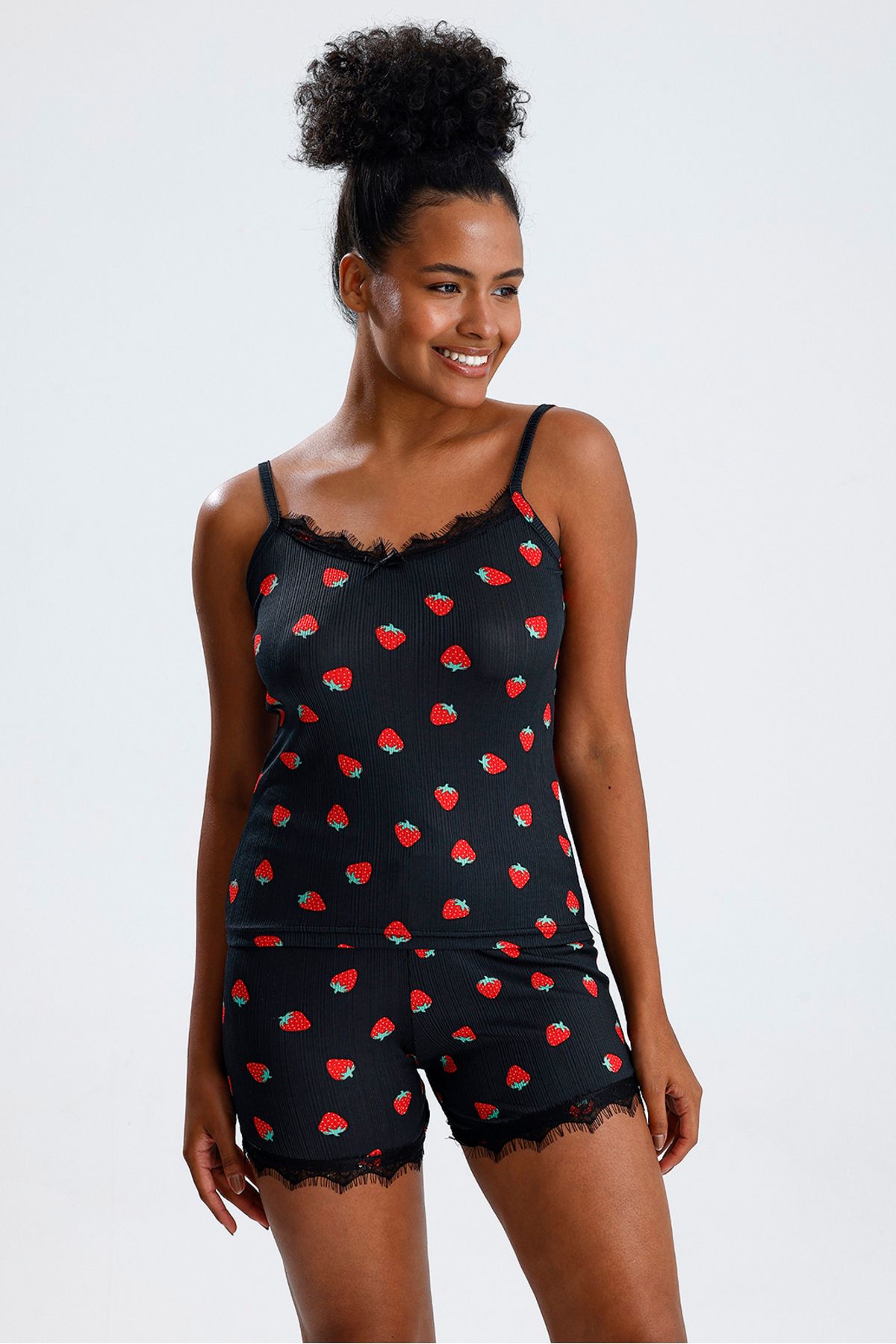 VOSSAX Kadın İp Askılı Atlet Şortlu Yazlık Pijama Takımı