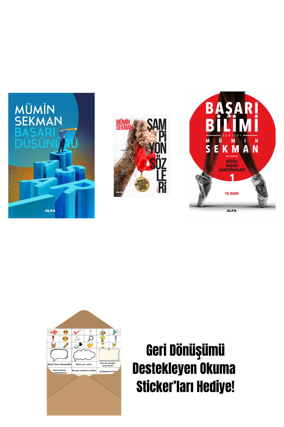 Alfa Yayınları Başarı Düşünürü + Şampiyon Sözleri + Başarı Bilimi + Okuma Sticker'ları
