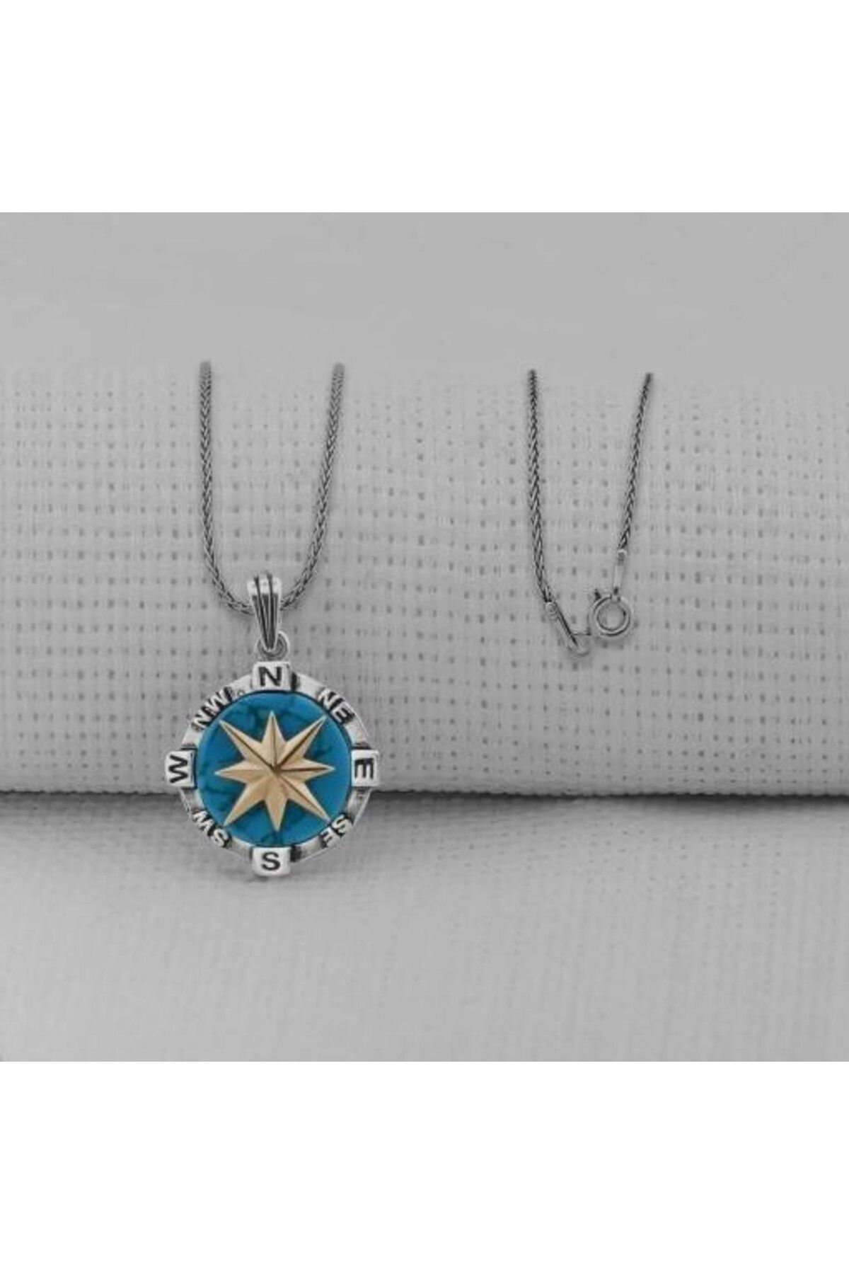 shop Pusula Tasarımlı 925 Ayar Gümüş Erkek Kolye