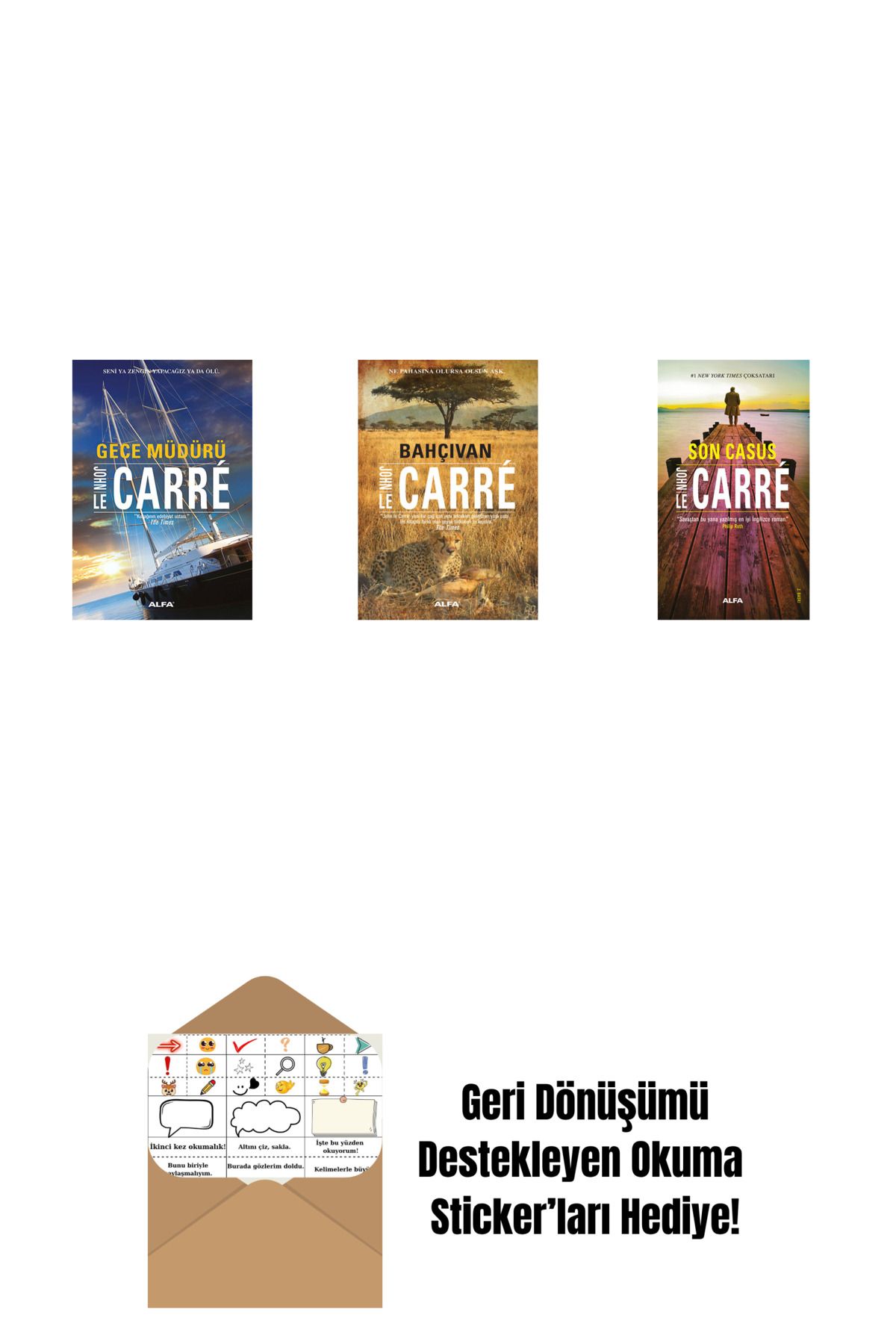 Alfa Yayınları Gece Müdürü + Bahçıvan + Son Casus + Okuma Sticker'ları