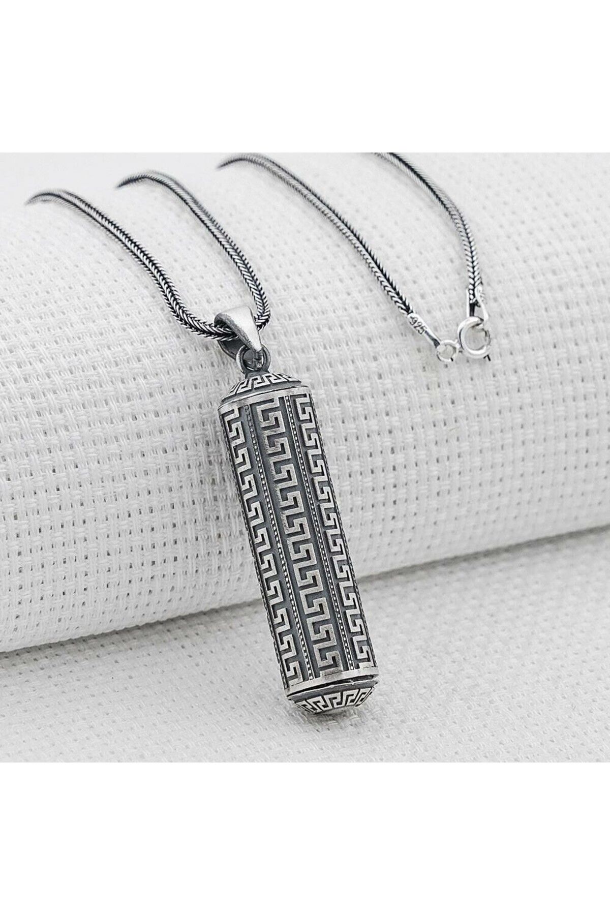 shop Silindir Cevşeni Kebir Dualı 925 Ayar Gümüş Orta Boy Erkek Kolye