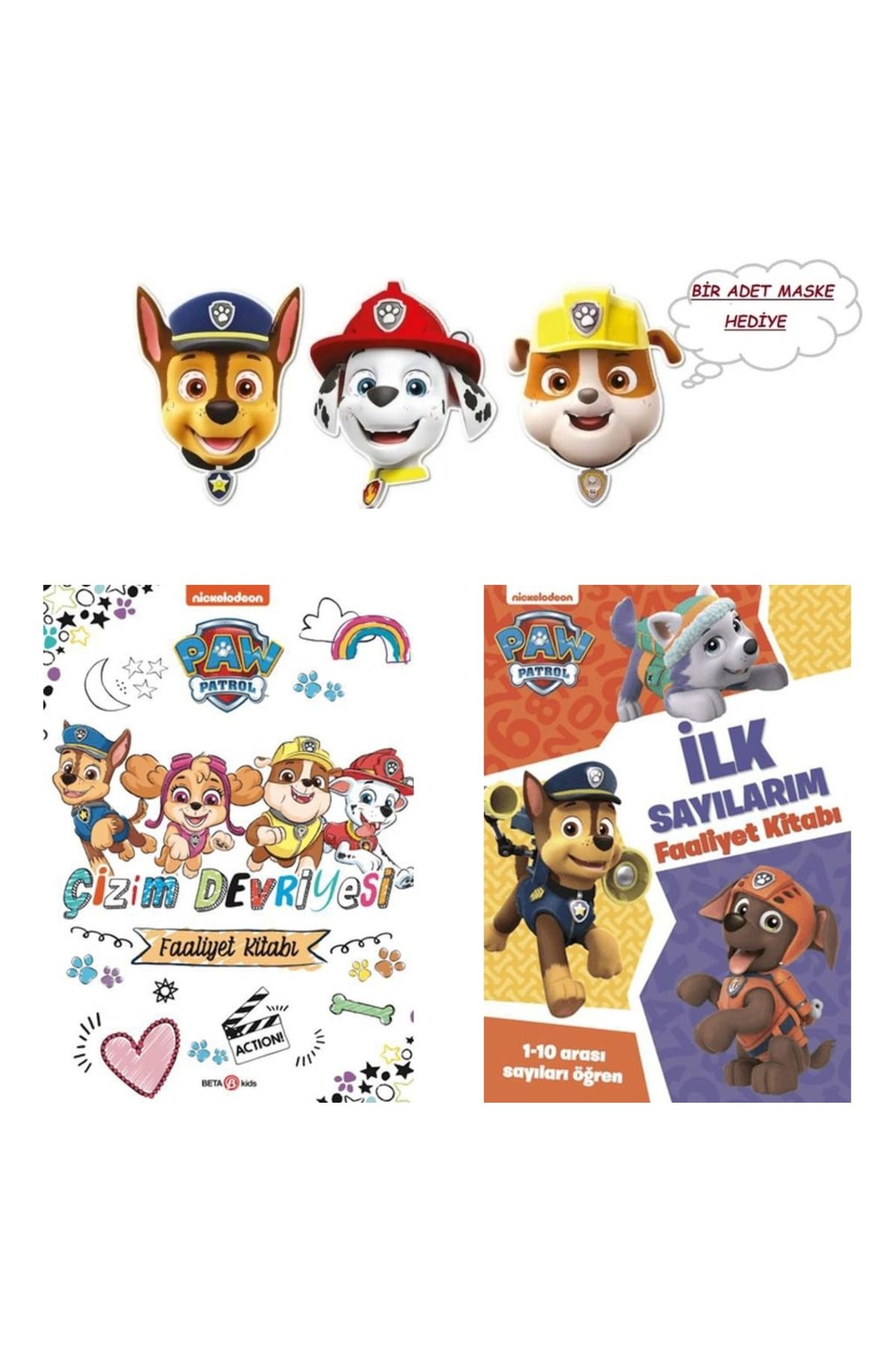 Beta Kids Yayınları Paw Petrol Faaliyet KİTABI 2 ADET -1 Adet Maske Hediyeli