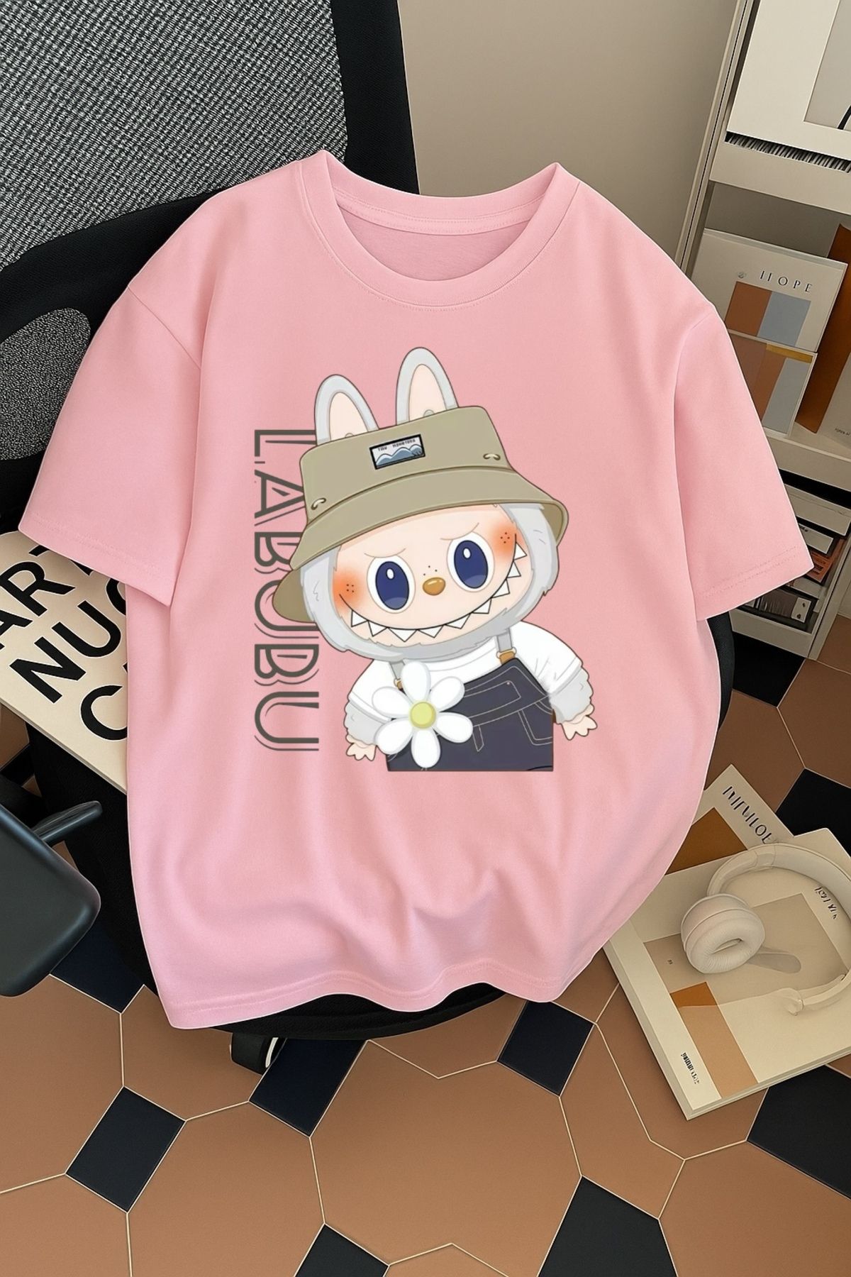 SOHR Unisex Erkek/Kadın Labubu Renkli Baskılı Oversize Pamuklu T-Shirt