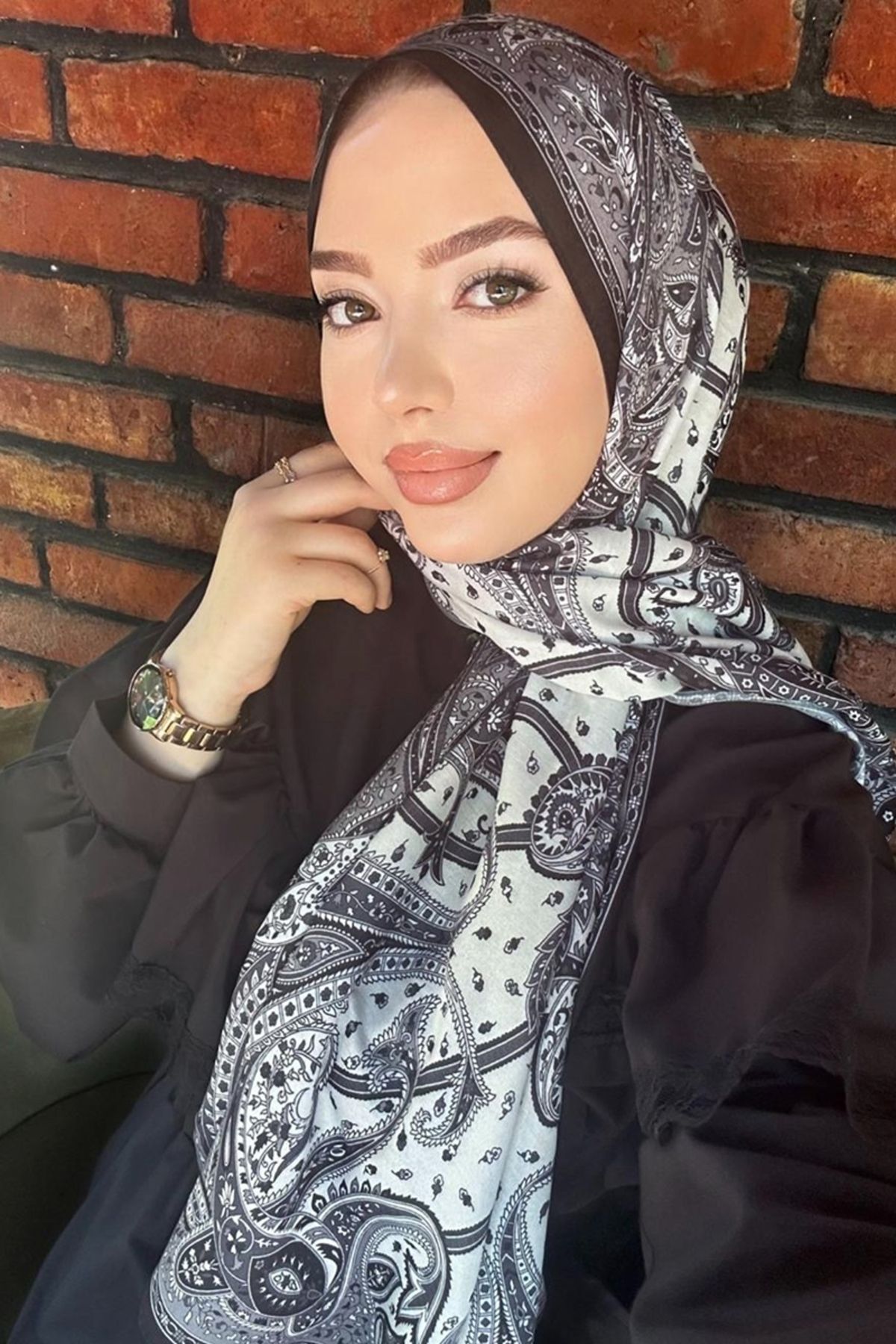 Modaselvim Etnik Desen Soft Şal Serisi 701ART1138 Siyah