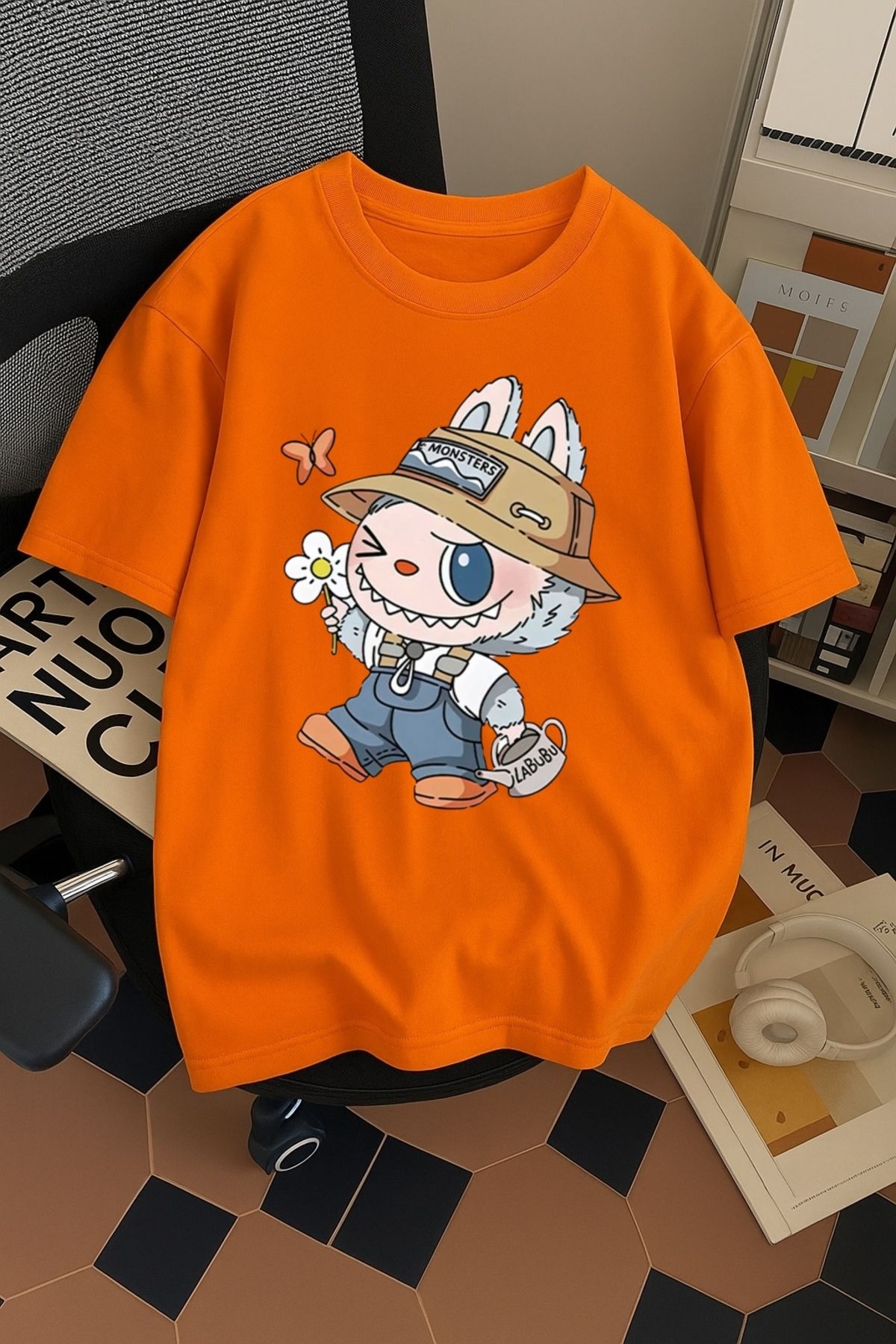 SOHR Unisex Erkek/Kadın Labubu Renkli Baskılı Oversize Pamuklu T-Shirt